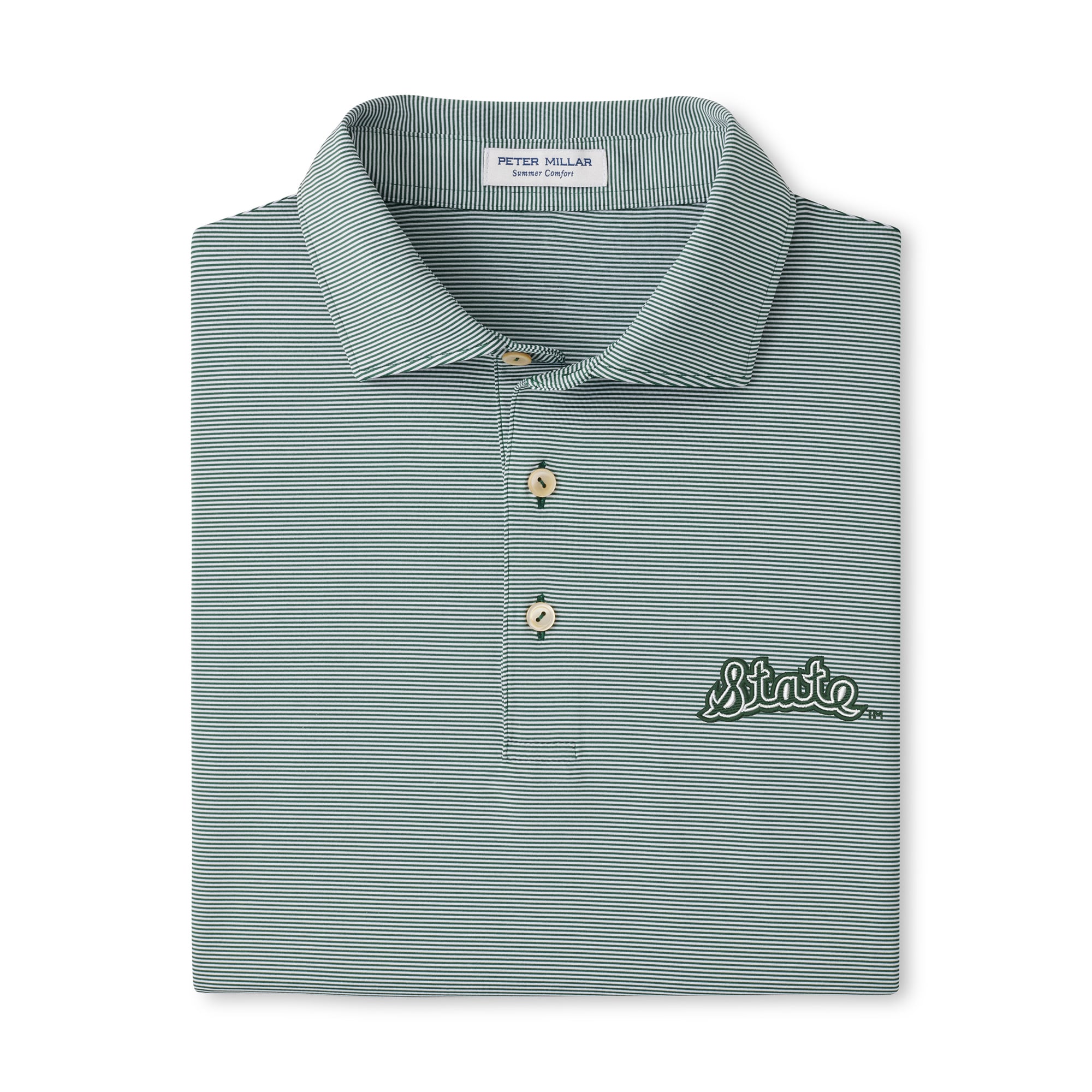 Polo de performance Peter Millar vert pour homme, Michigan State Spartans Jubilee.