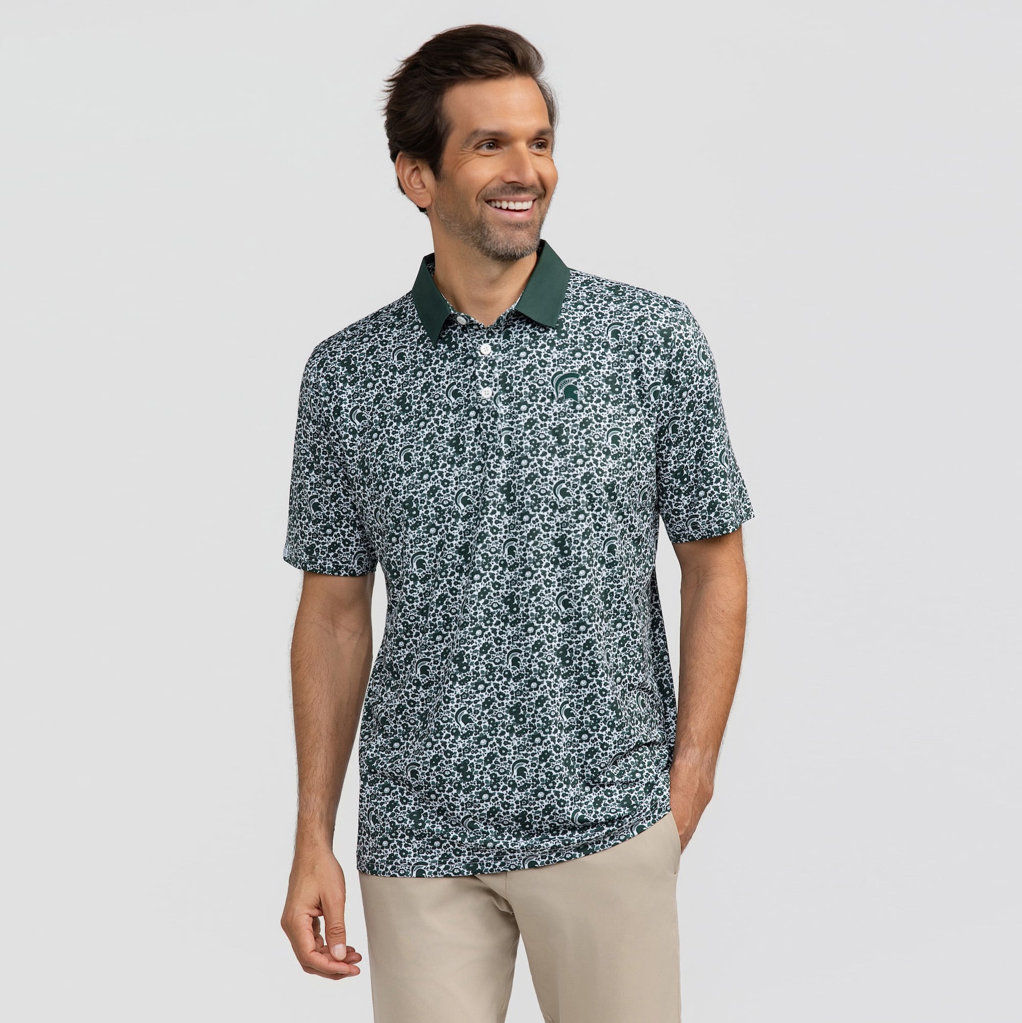 Polo homme Smith & Quinn vert Michigan State Spartans Poppies Teddy