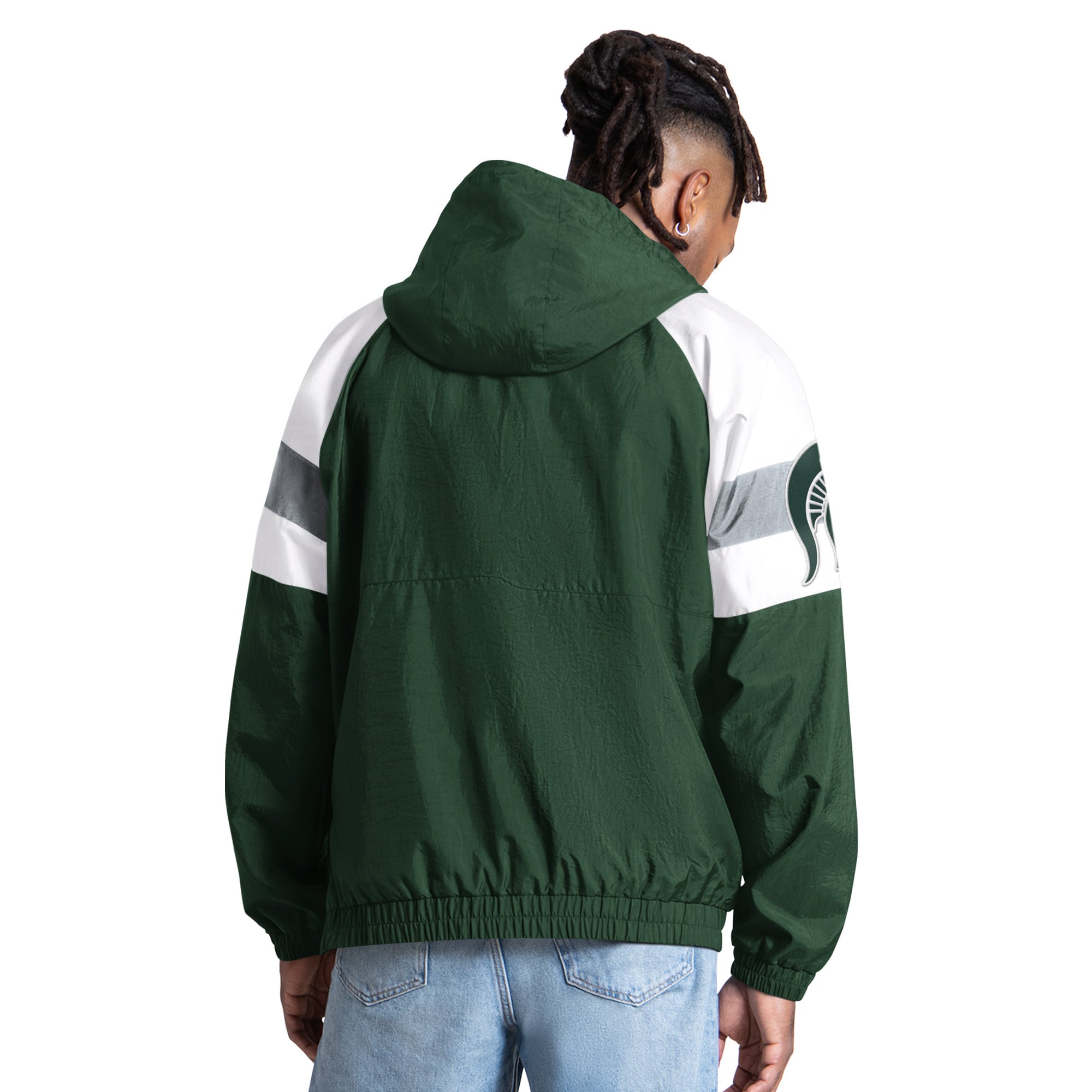 Men's Starter Green Michigan State Spartans Street Cut Half-Zip Jacket