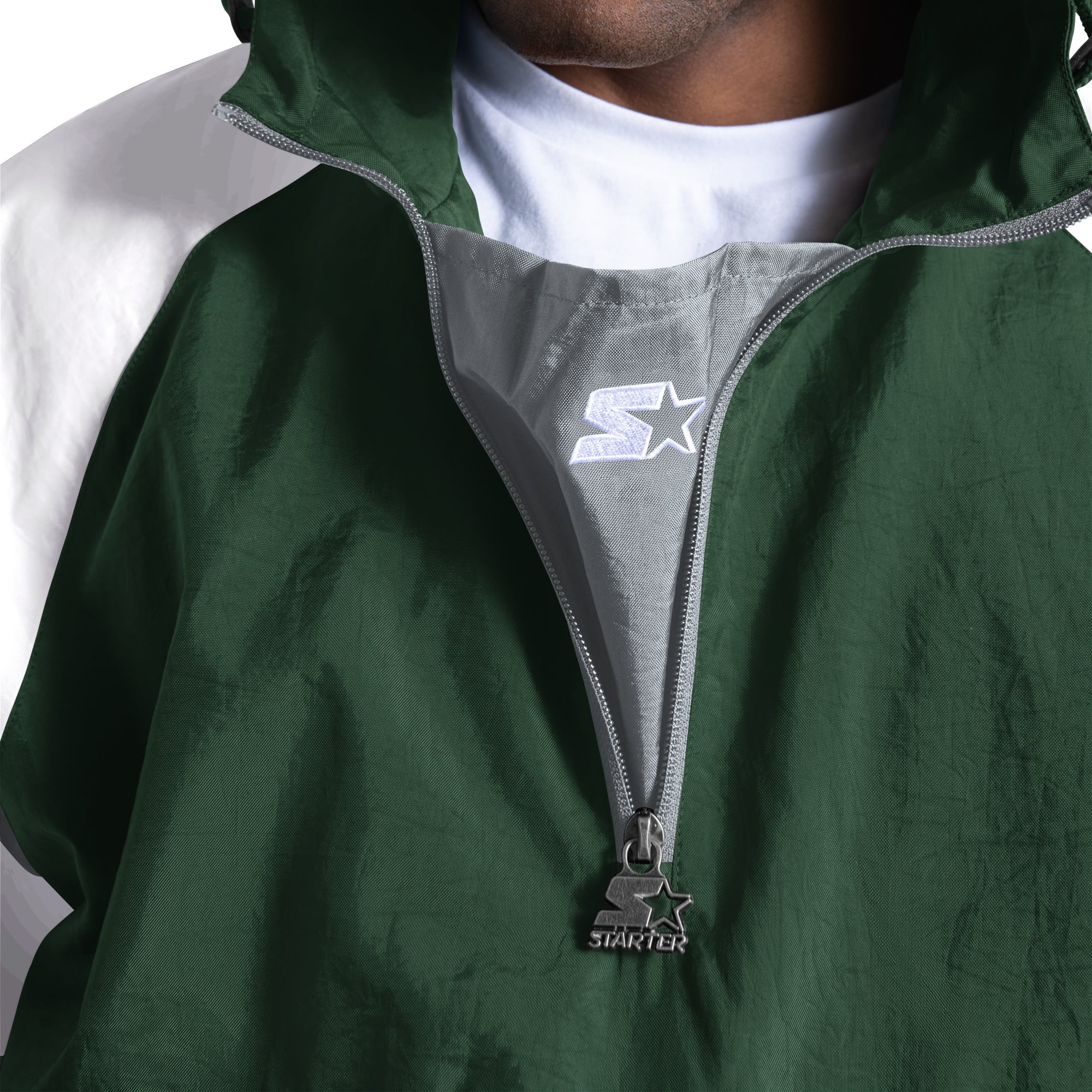 Men's Starter Green Michigan State Spartans Street Cut Half-Zip Jacket