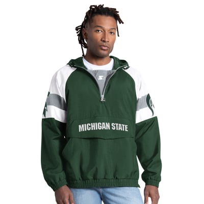 Michigan State Spartans Starter Street Cut Half-Zip Jacket - Green