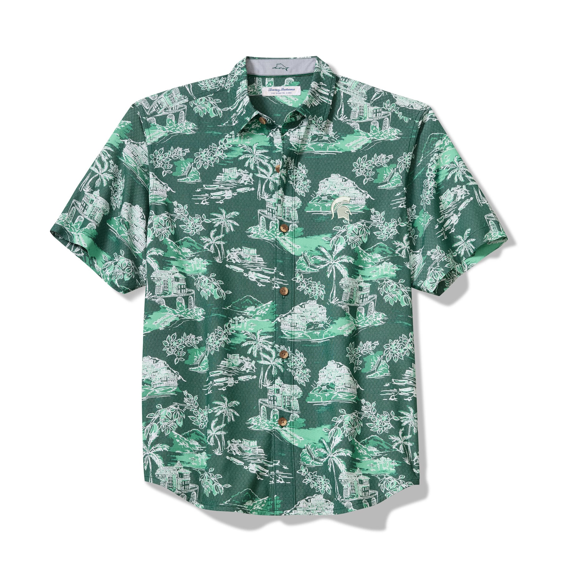 Men's Tommy Bahama Green Michigan State Spartans Coastal Ease Paradise Isle Camp Button-Up Shirt