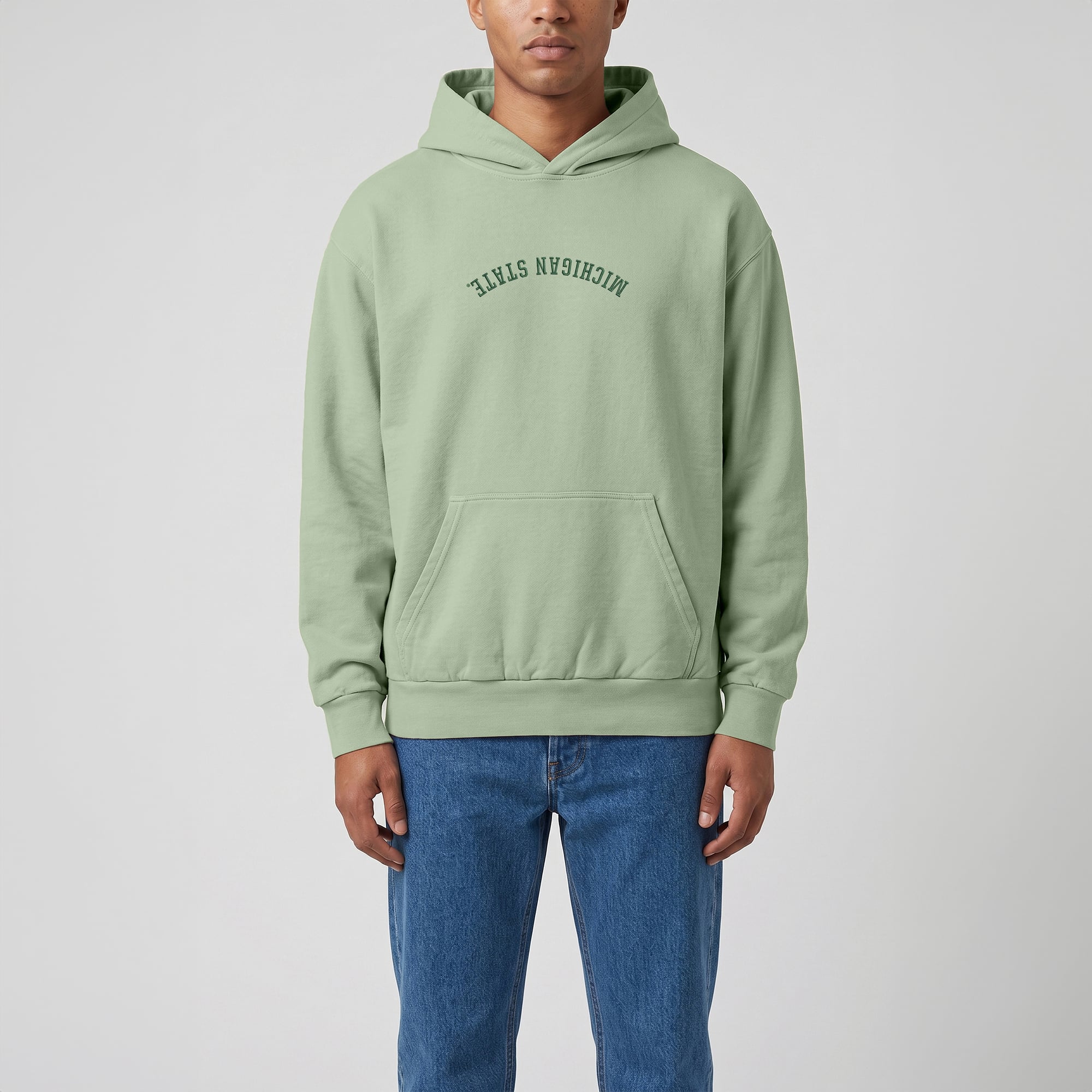 Sweat à capuche vintage épais vert Michigan State Spartans brodé l'envers Uscape Apparel pour homme