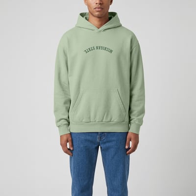 Michigan State Spartans Uscape Apparel Upside Down Embroidered Vintage Heavyweight Hoodie - Green
