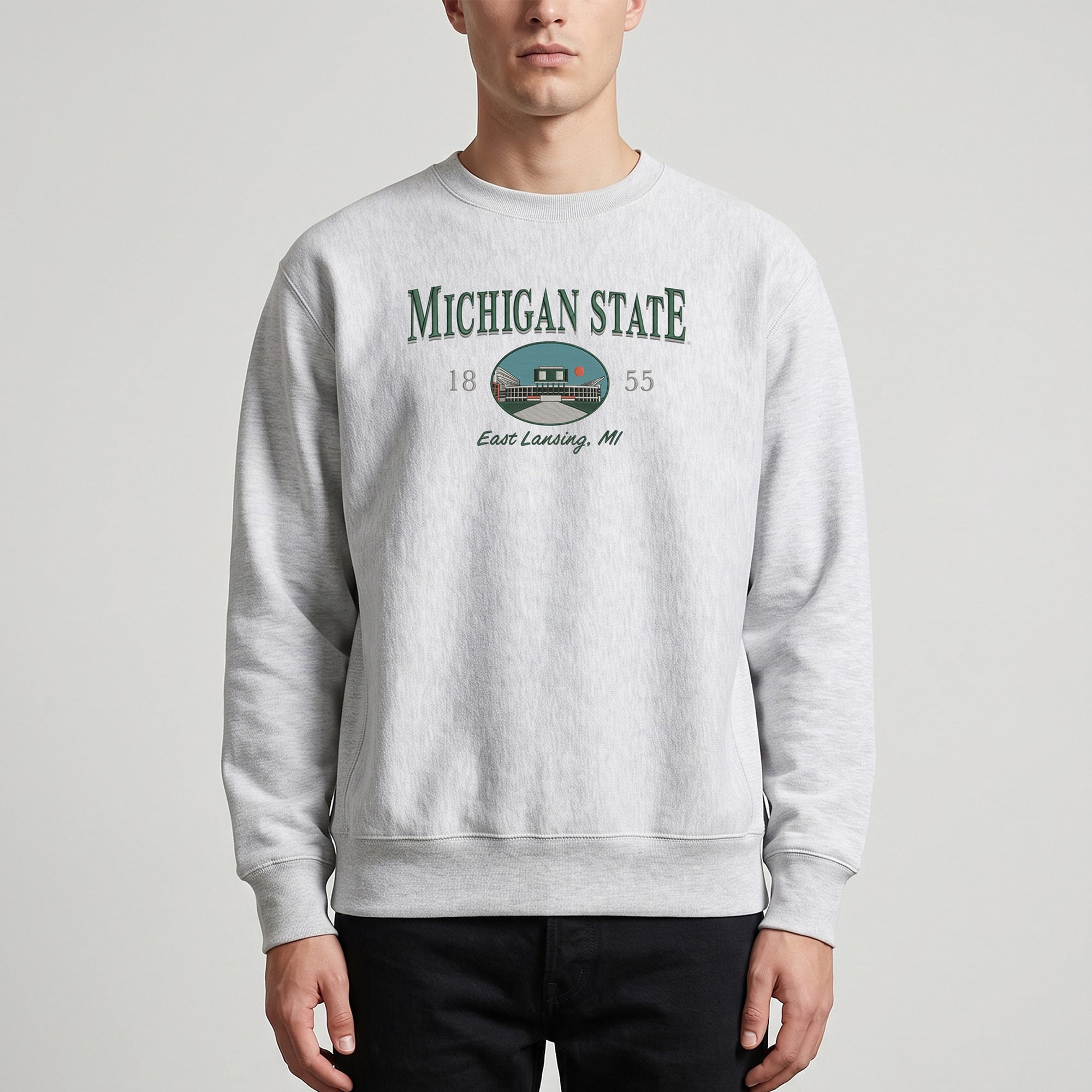 Sweat-shirt épais Uscape Apparel pour homme, gris chiné, Michigan State Spartans New Heights