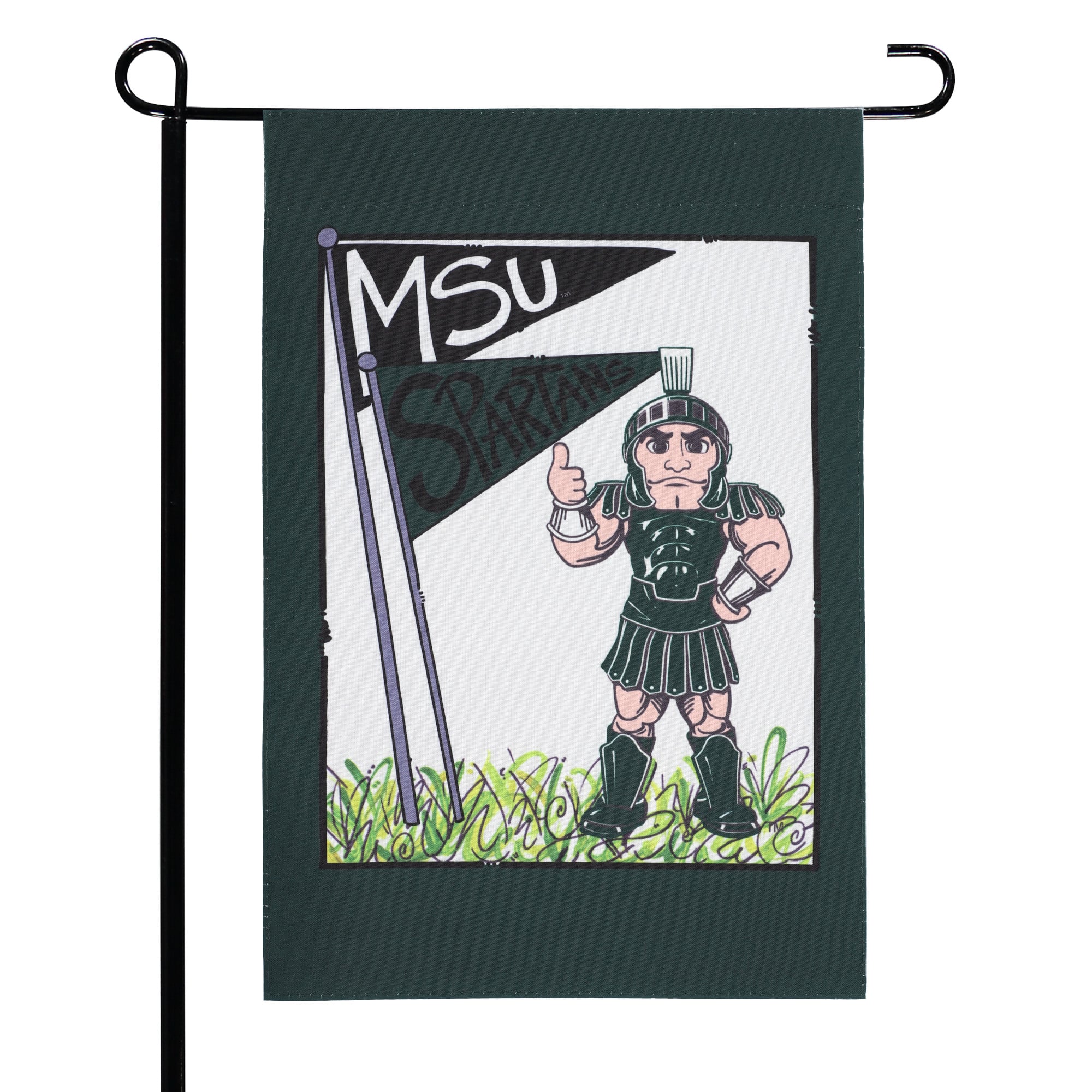 Drapeau de jardin double face mascotte Michigan State Spartans 30,5 x 45,7 cm
