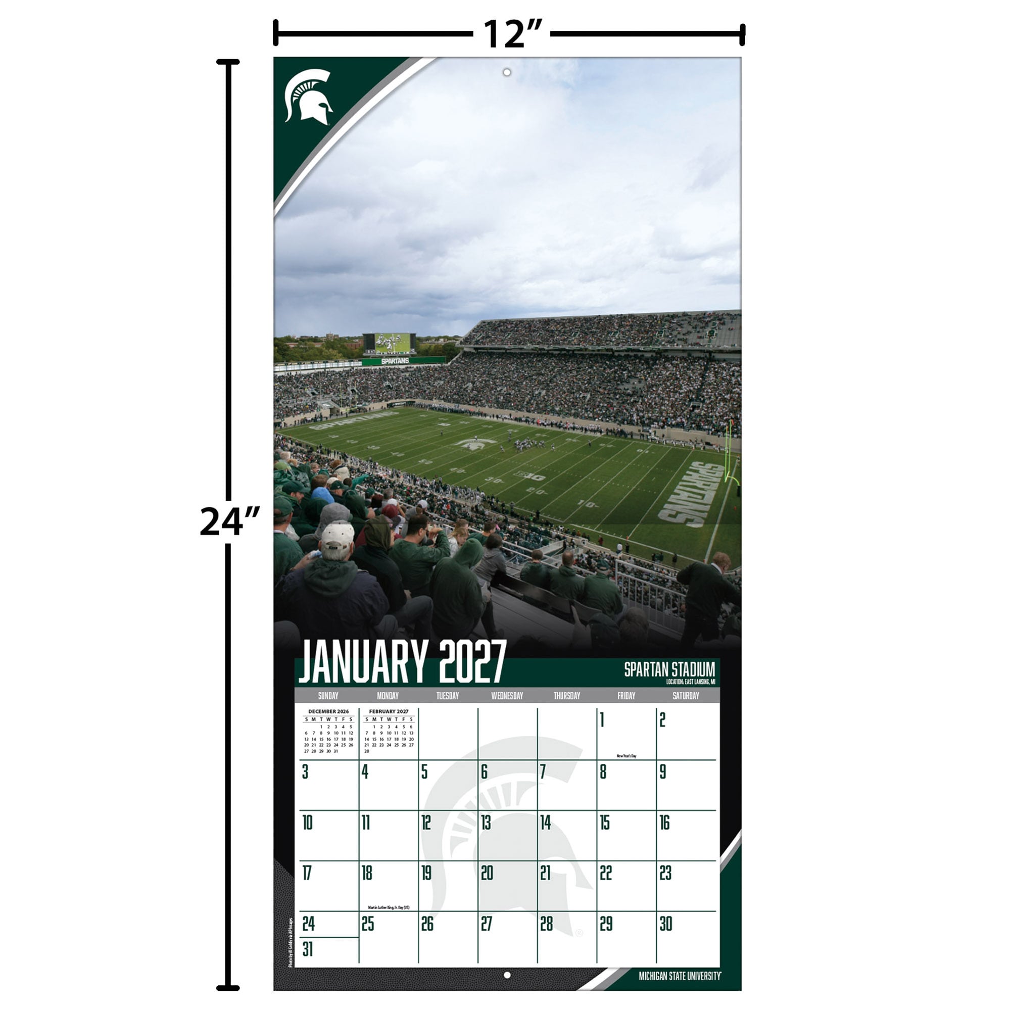 Michigan State Spartans 2027 12” x 12” Team Wall Calendar
