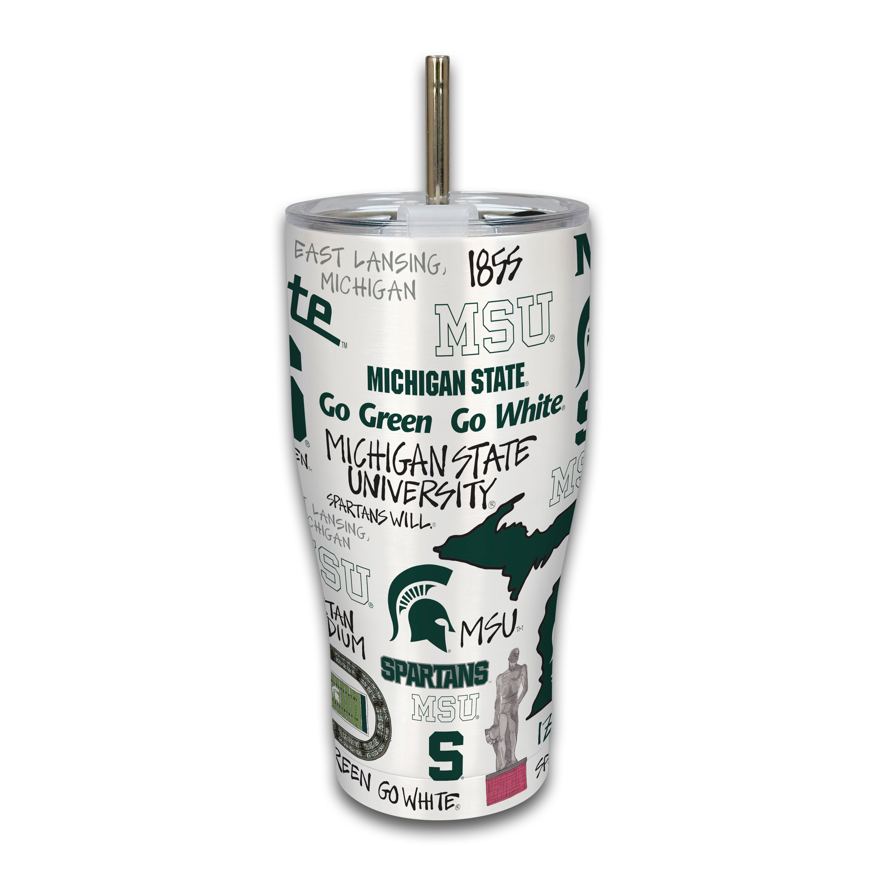 Gobelet isotherme en métal Michigan State Spartans de 887 ml (30 oz) à l'effigie de l'icône