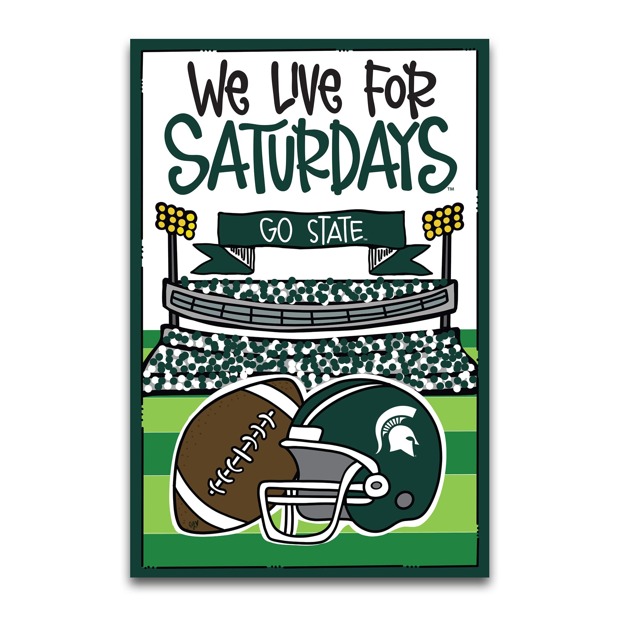Drapeau de jardin 12" x 18" des Spartans de l'Université d'État du Michigan « On vit pour les samedis »