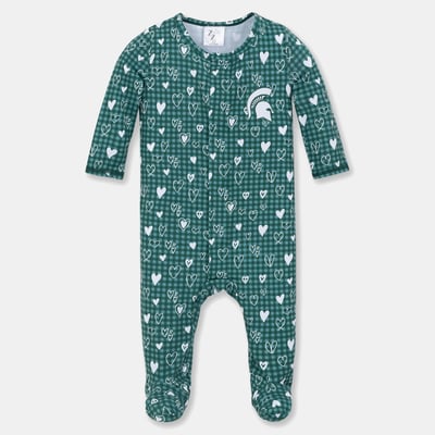 Michigan State Spartans ZooZatz Newborn & Infant Hearts Magnetic Closure Sleeper - Green
