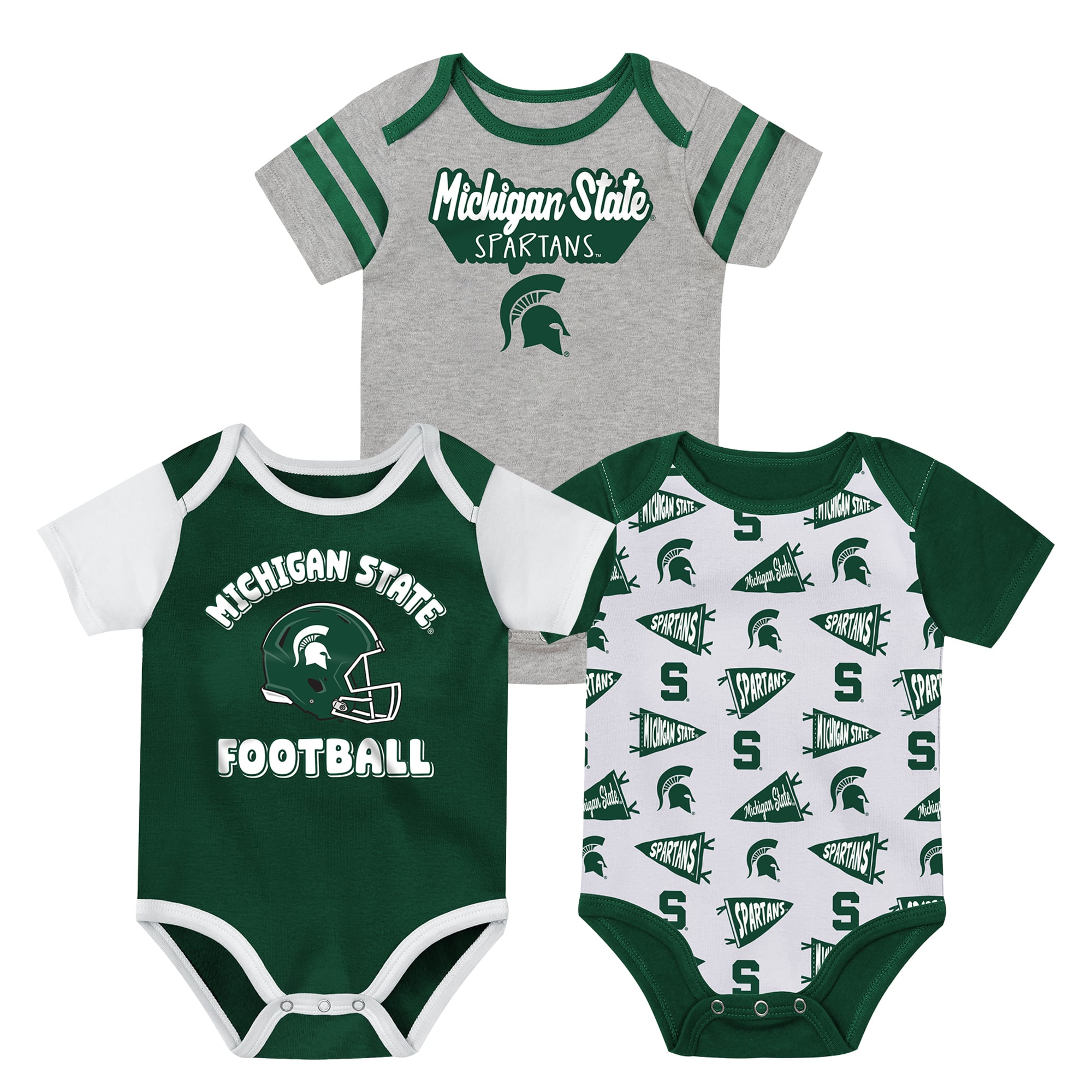 Newborn Outerstuff  Green Michigan State Spartans Star Player Three-Piece Bodysuit Set