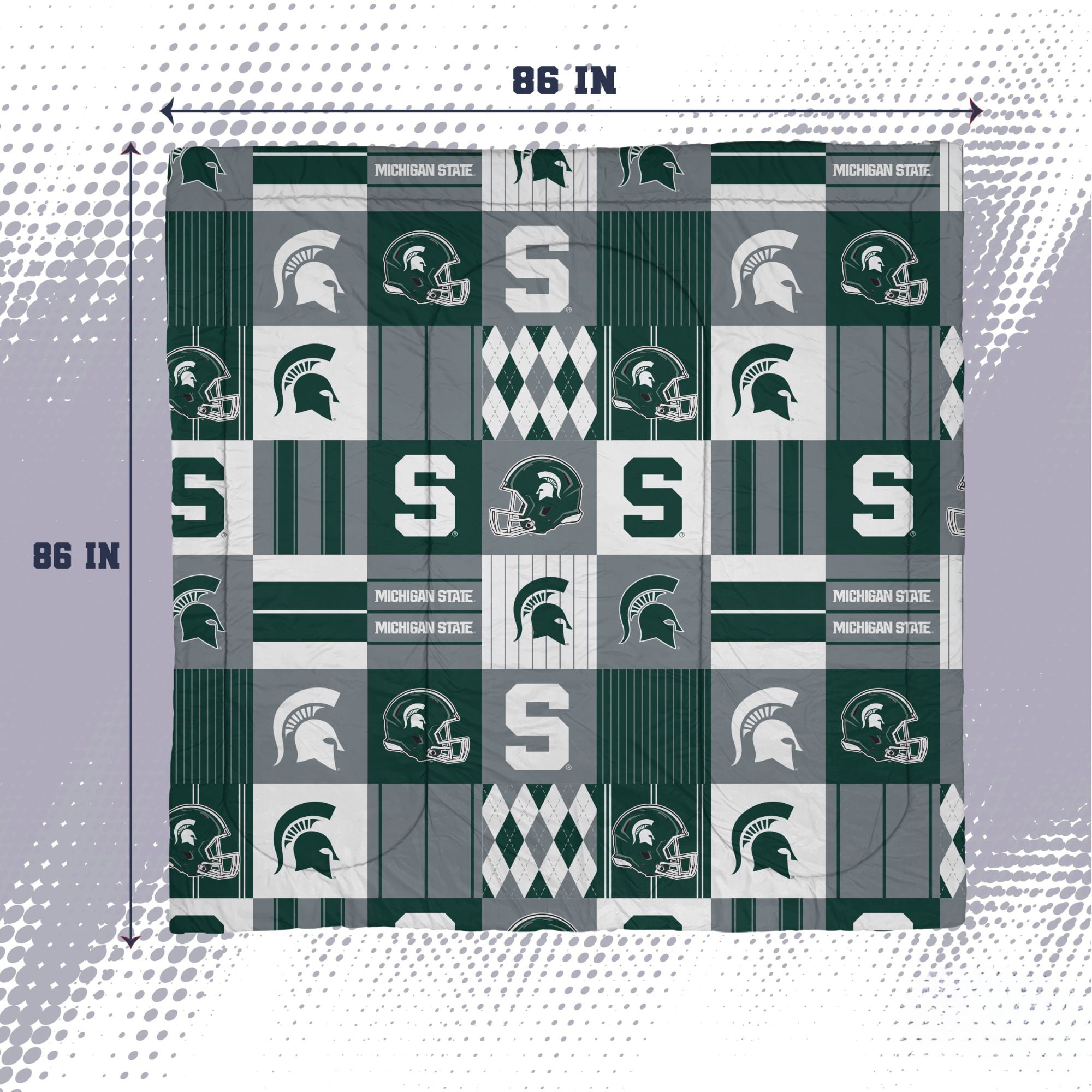 Pegasus Michigan State Spartans Patchwork Plaid Three-Piece Full/Queen Bed in a Bag Set