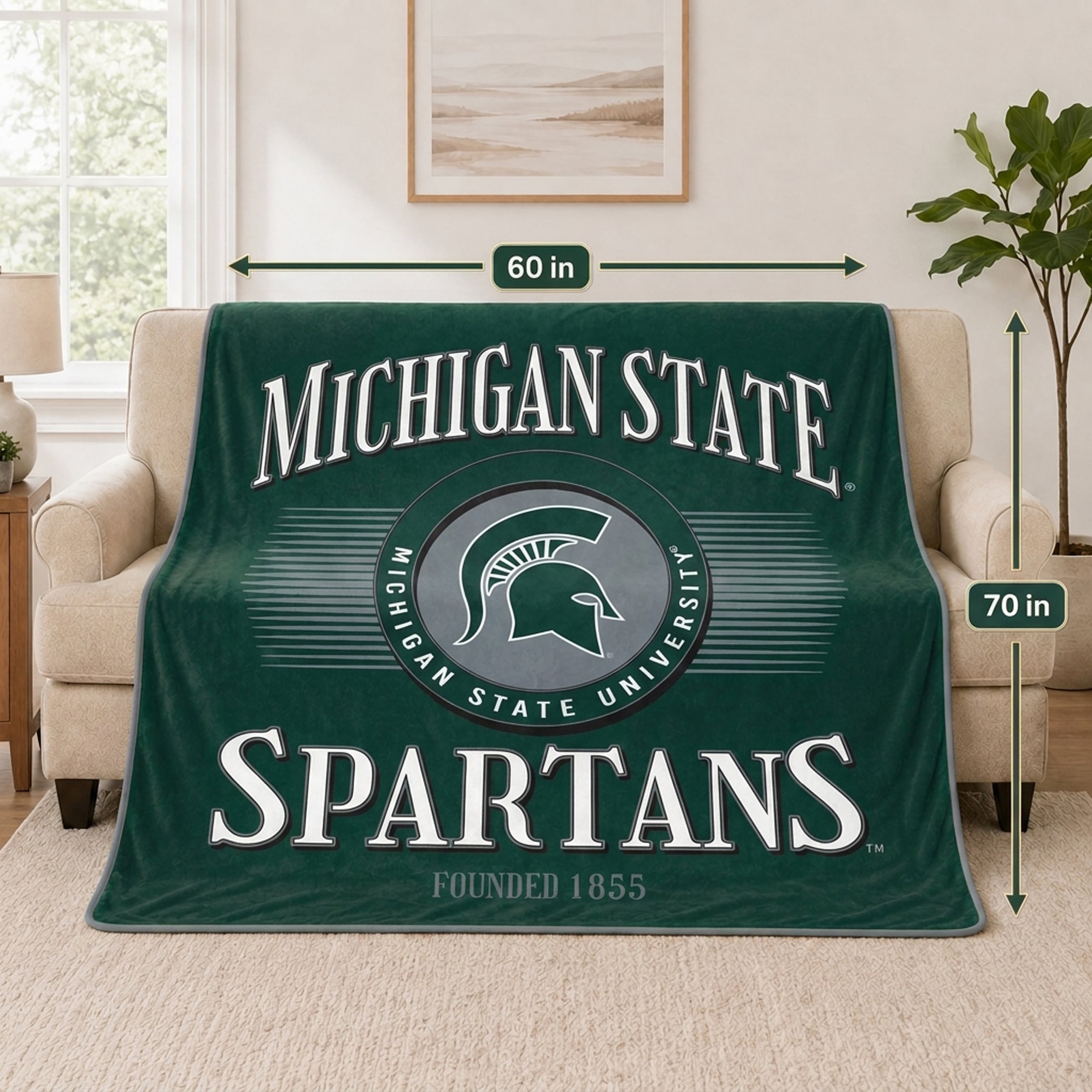 Couverture Pegasus Michigan State Spartans Spotlight Arch 60" x 70" ultra douce