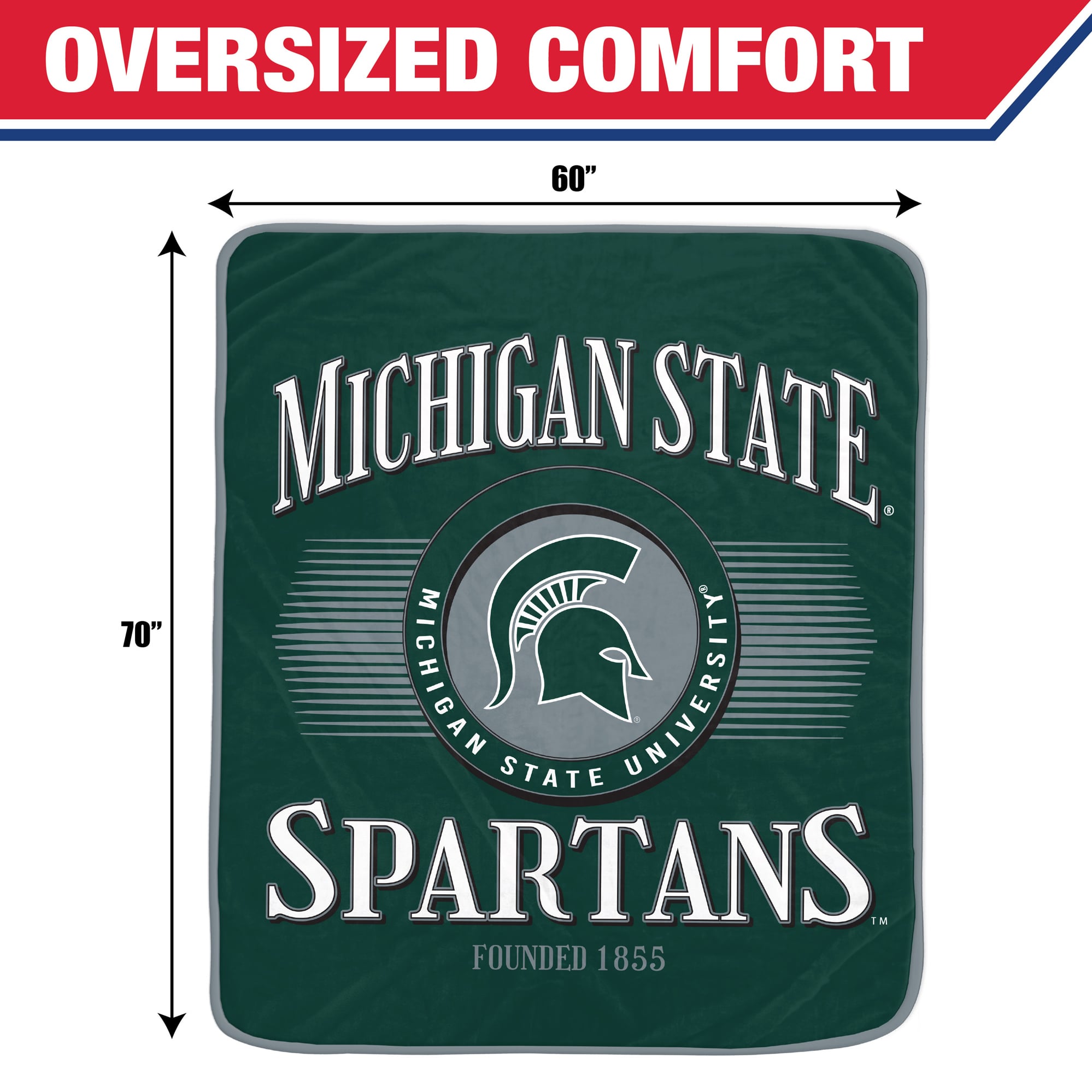 Couverture Pegasus Michigan State Spartans Spotlight Arch 60" x 70" ultra douce