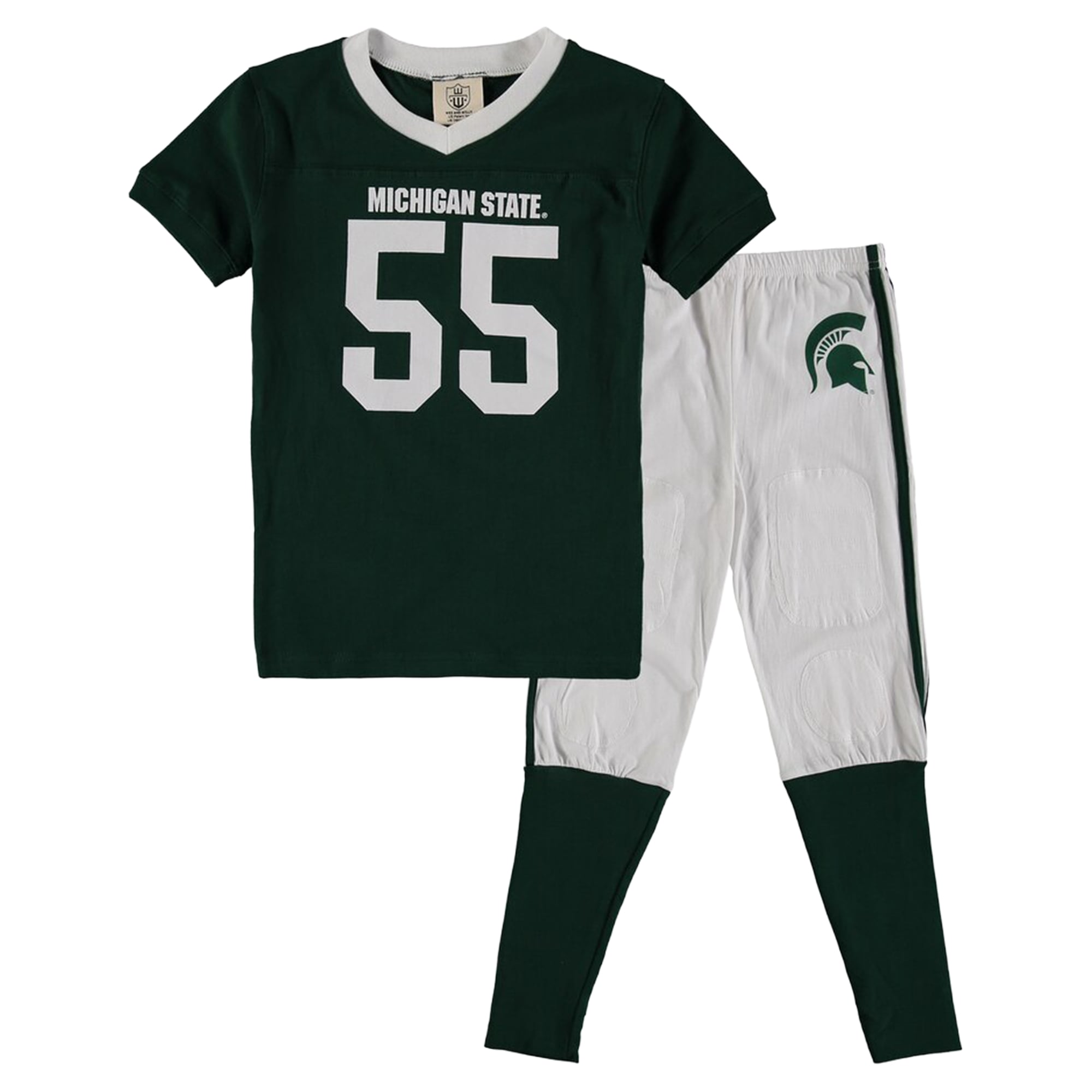 Preschool Wes & Willy Green Michigan State Spartans V-Neck Pajama Set