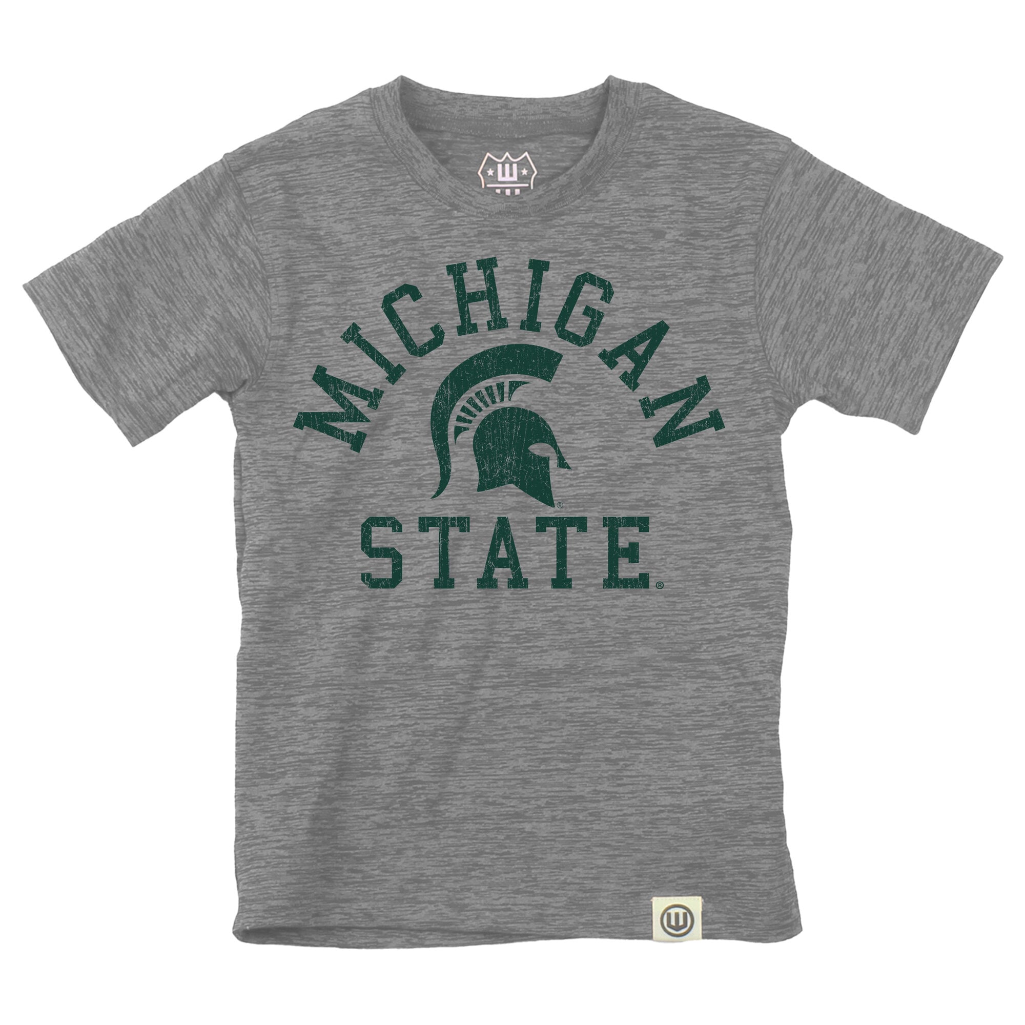 Ensemble t-shirt et short Wes & Willy pour tout-petit, gris chiné foncé, Michigan State Spartans, en laine Cloudy Yarn