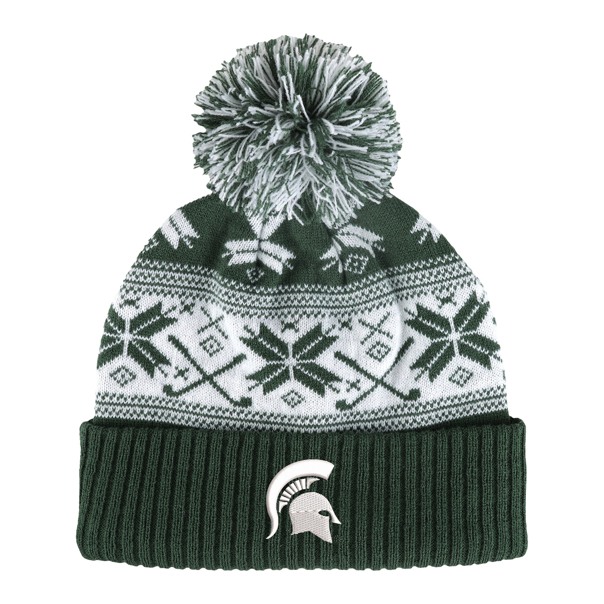 Unisex Ahead  Green Michigan State Spartans Cuffed Knit Hat with Pom