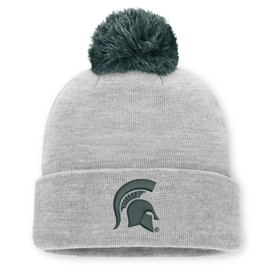 Michigan State Spartans Nike Unisex Primetime Script Cuffed Knit Hat with Pom - Heather Gray