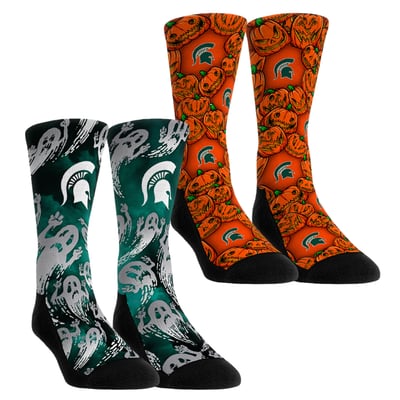  Michigan State Spartans Rock Em Unisex Halloween Crew Socks 2-Pack Set - Orange