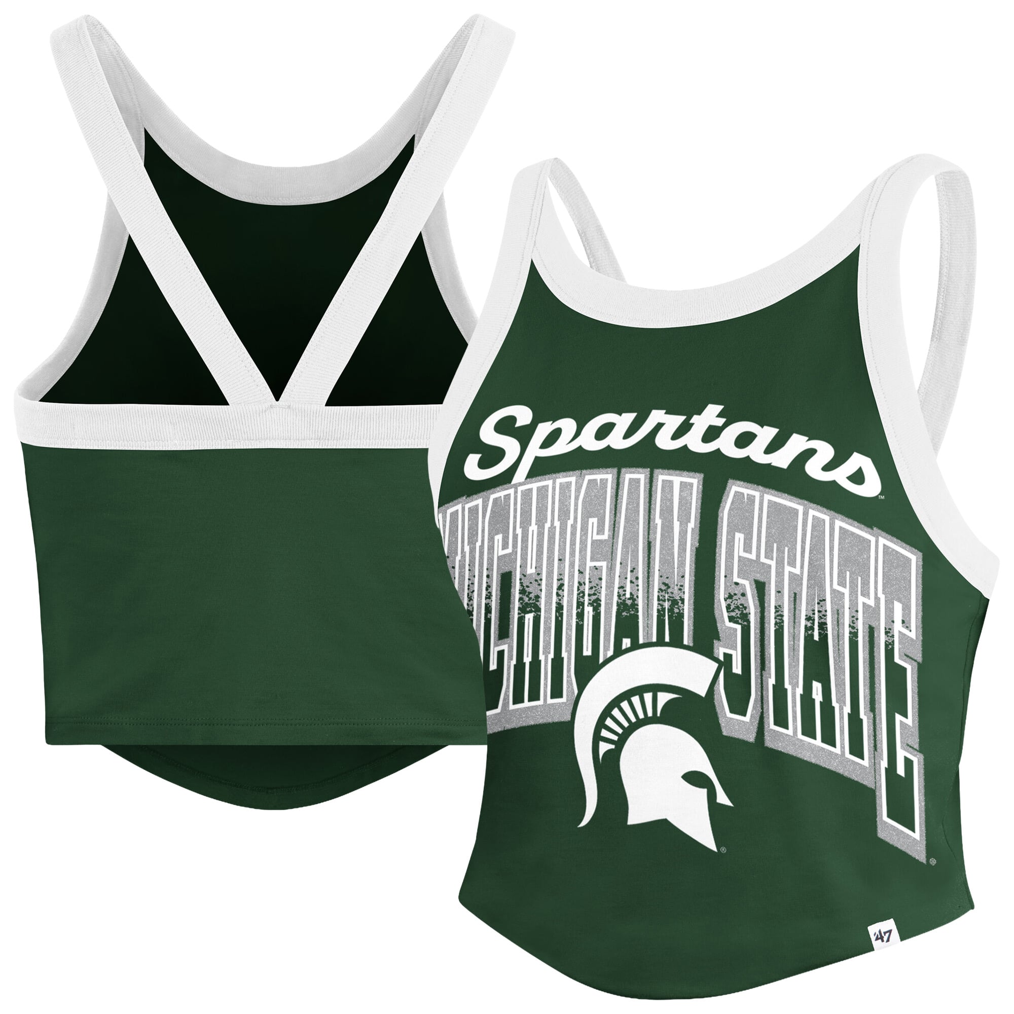 Women's '47 Green Michigan State Spartans Shimmer Shadow Sporty Tank Top