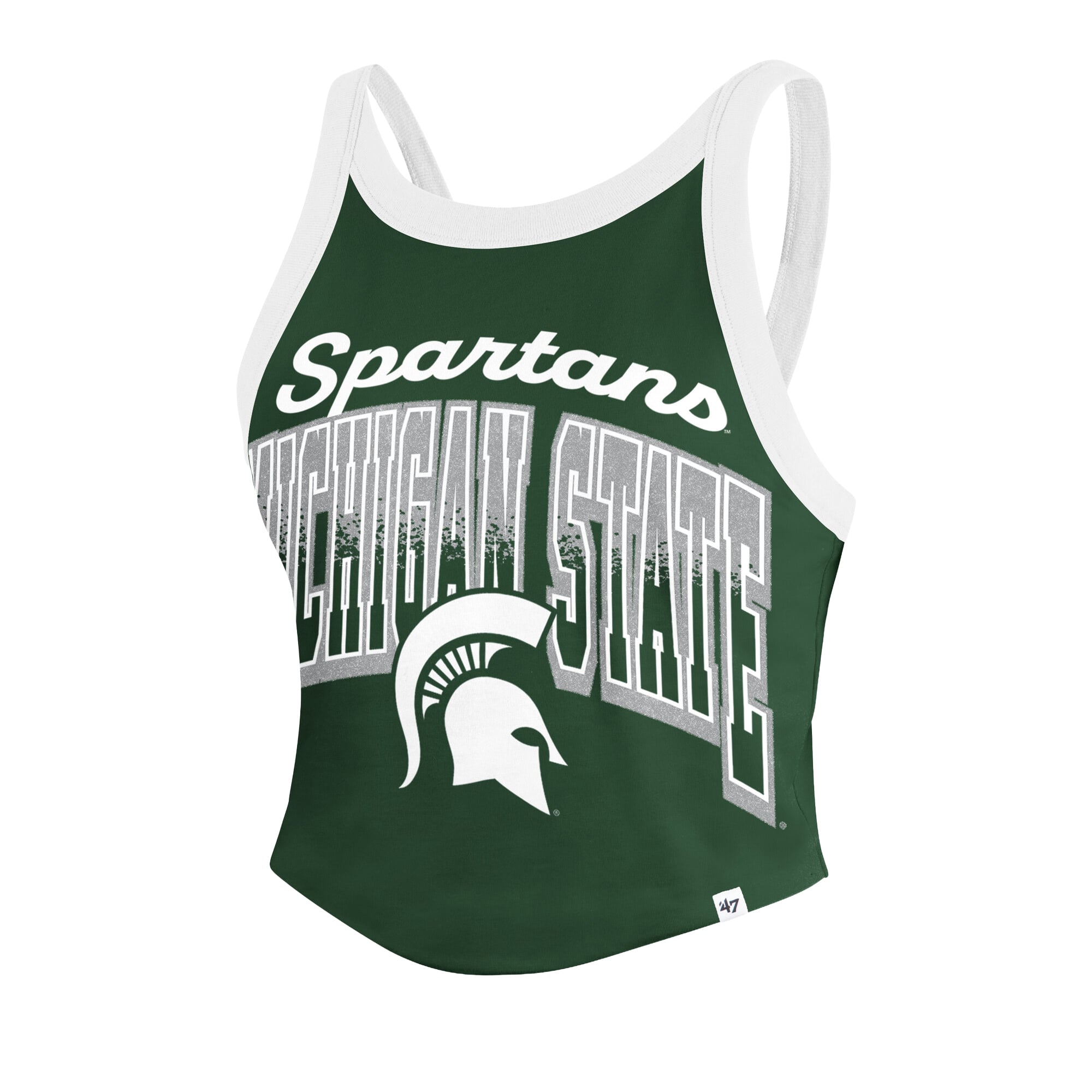Women's '47 Green Michigan State Spartans Shimmer Shadow Sporty Tank Top