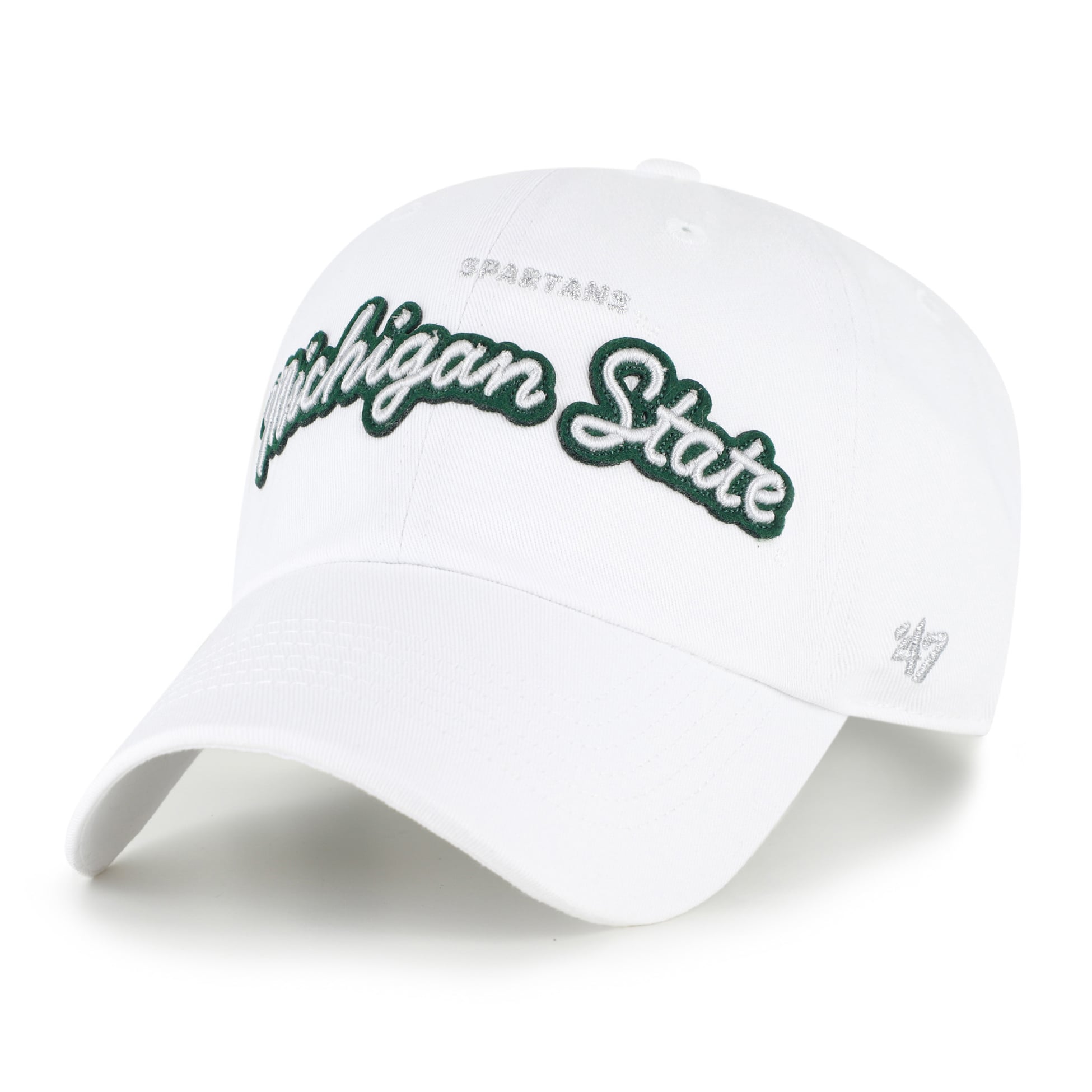 Women's '47 White Michigan State Spartans Trendy Script Clean Up Adjustable Hat