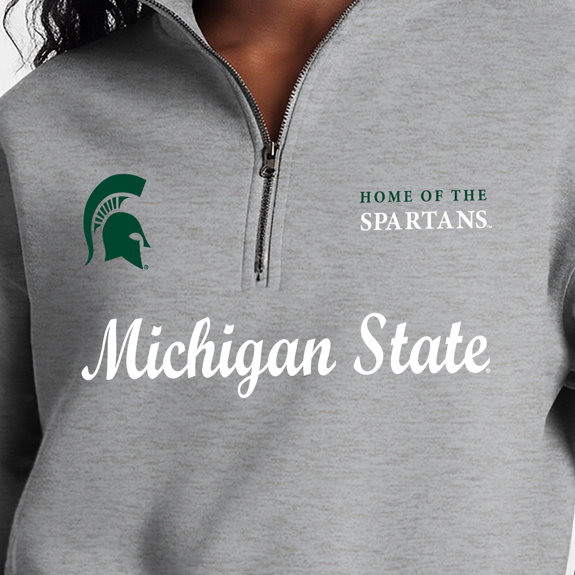 Women's Champion Gray Michigan State Spartans Academic Triumph Quarter-Zip Tri-Blend Pullover