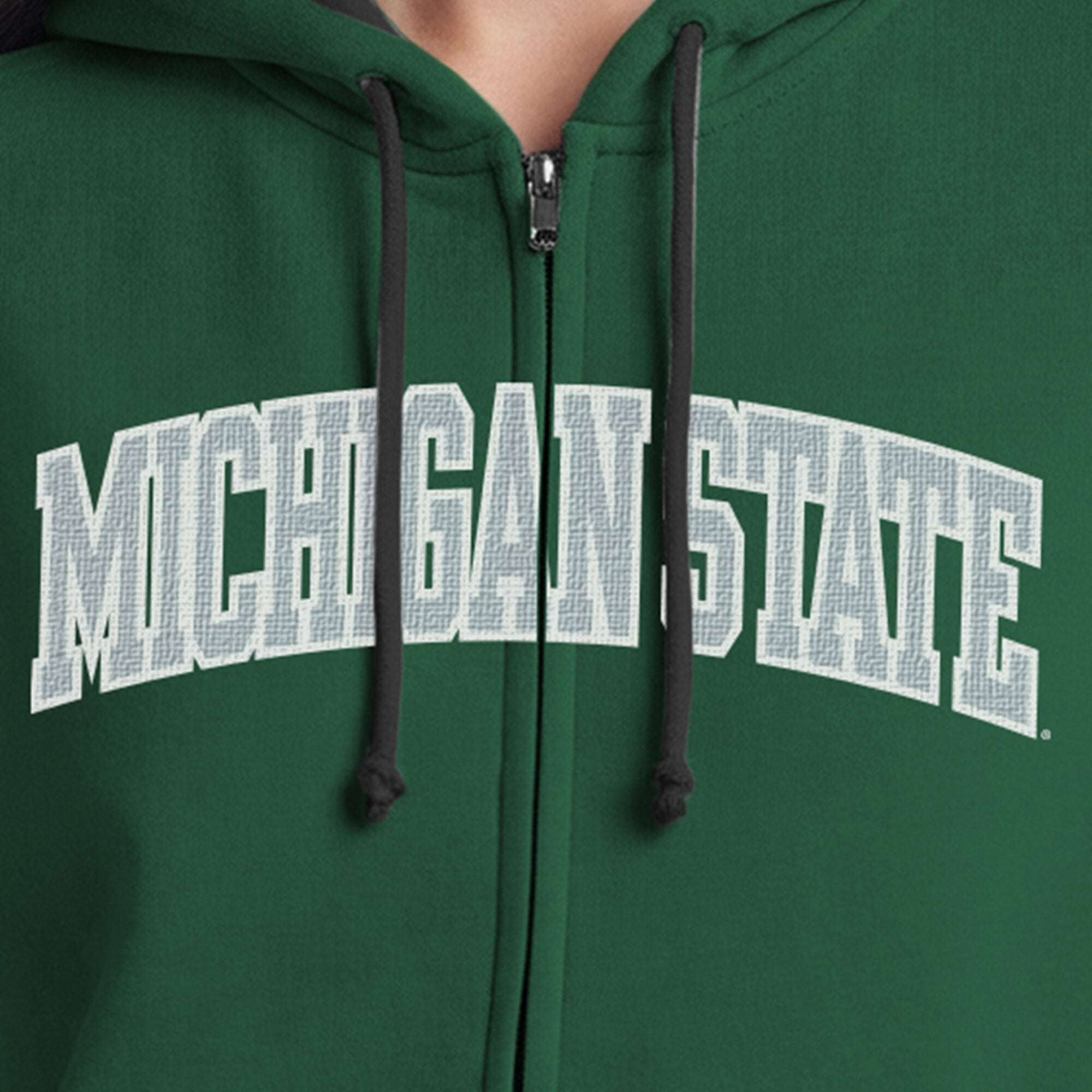 Sweat à capuche zippé en polaire Champion Green Michigan State Spartans Arch pour femme