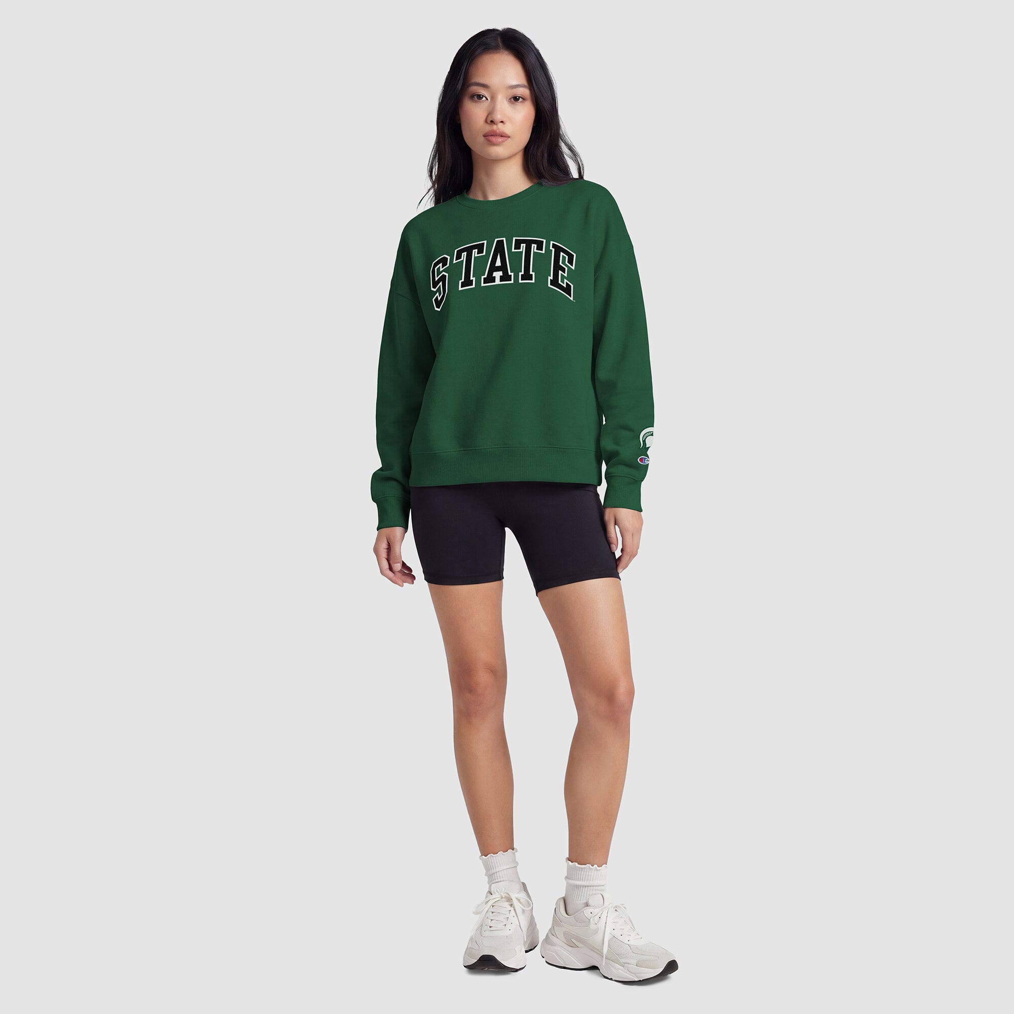 Women's Champion  Green Michigan State Spartans Fleece Crew Sweatshirt