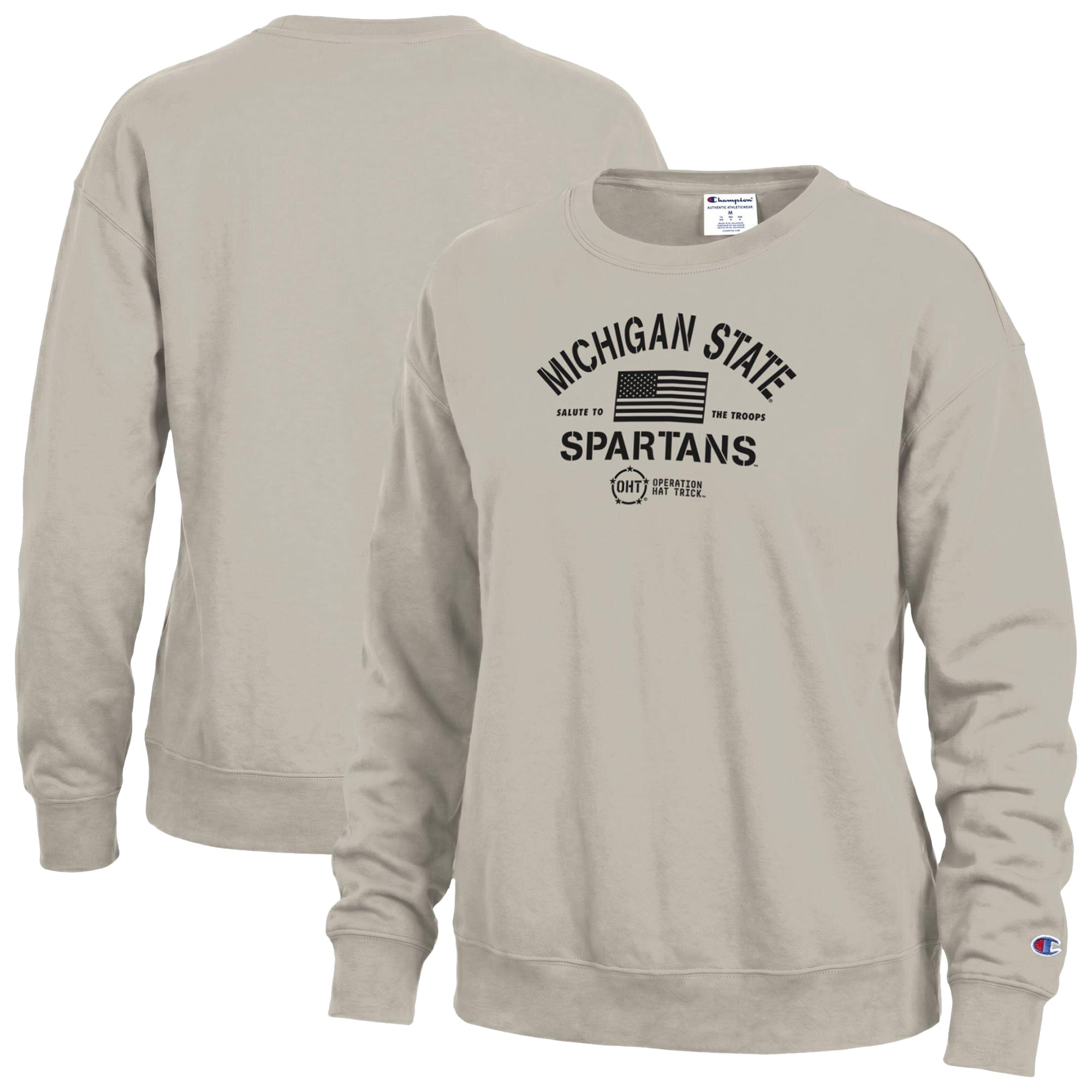 Women's Champion Tan Michigan State Spartans Operation Hat Trick Powerblend Sweatshirt