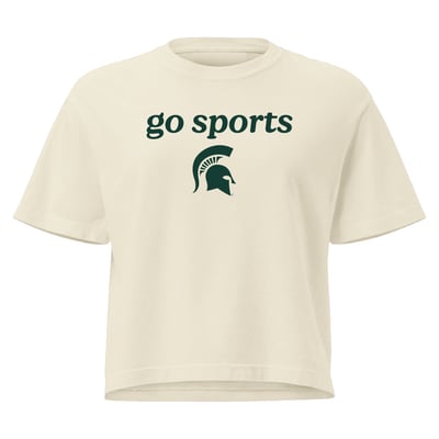 Michigan State Spartans Comfort Colors Women's Go Sports Cropped T-Shirt - Cream