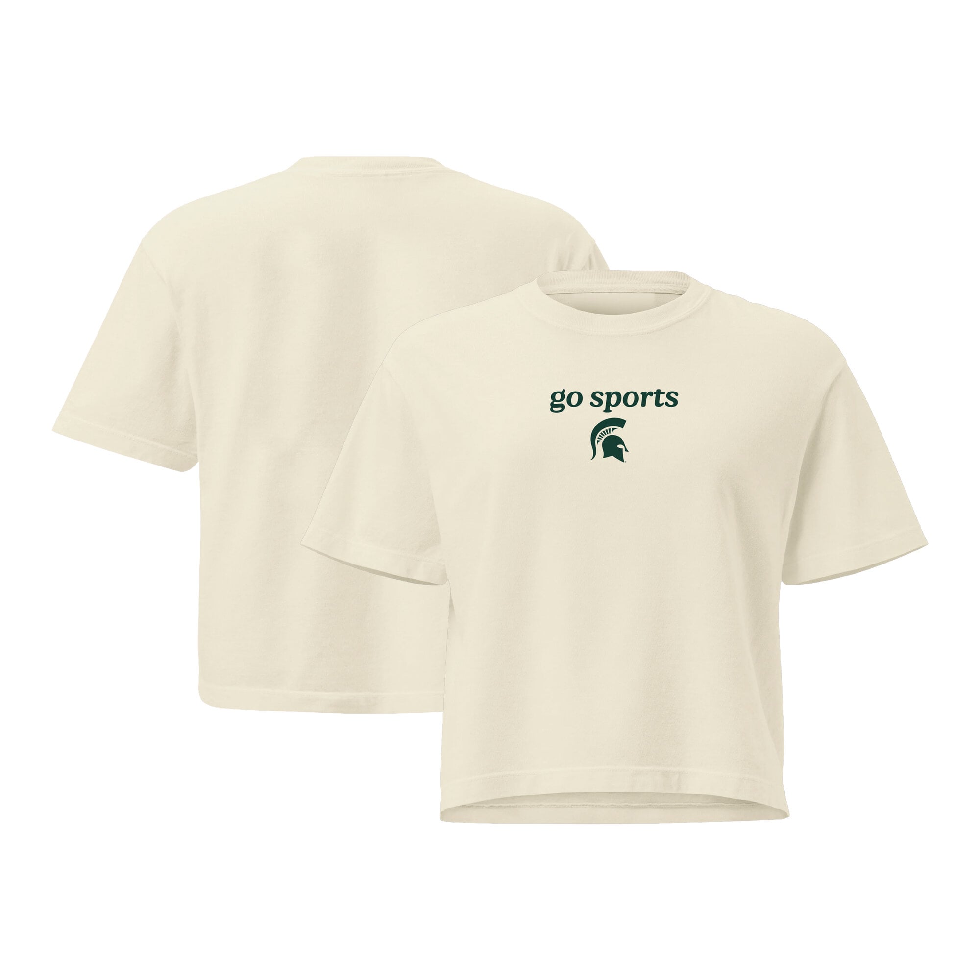 Women's Comfort Colors Cream Michigan State Spartans Go Sports Cropped T-Shirt