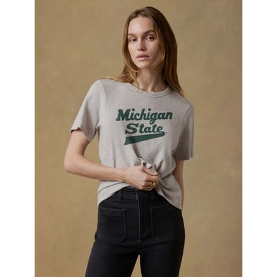 Michigan State Spartans FAHERTY Women's Sunwashed Essential T-Shirt - Heather Gray