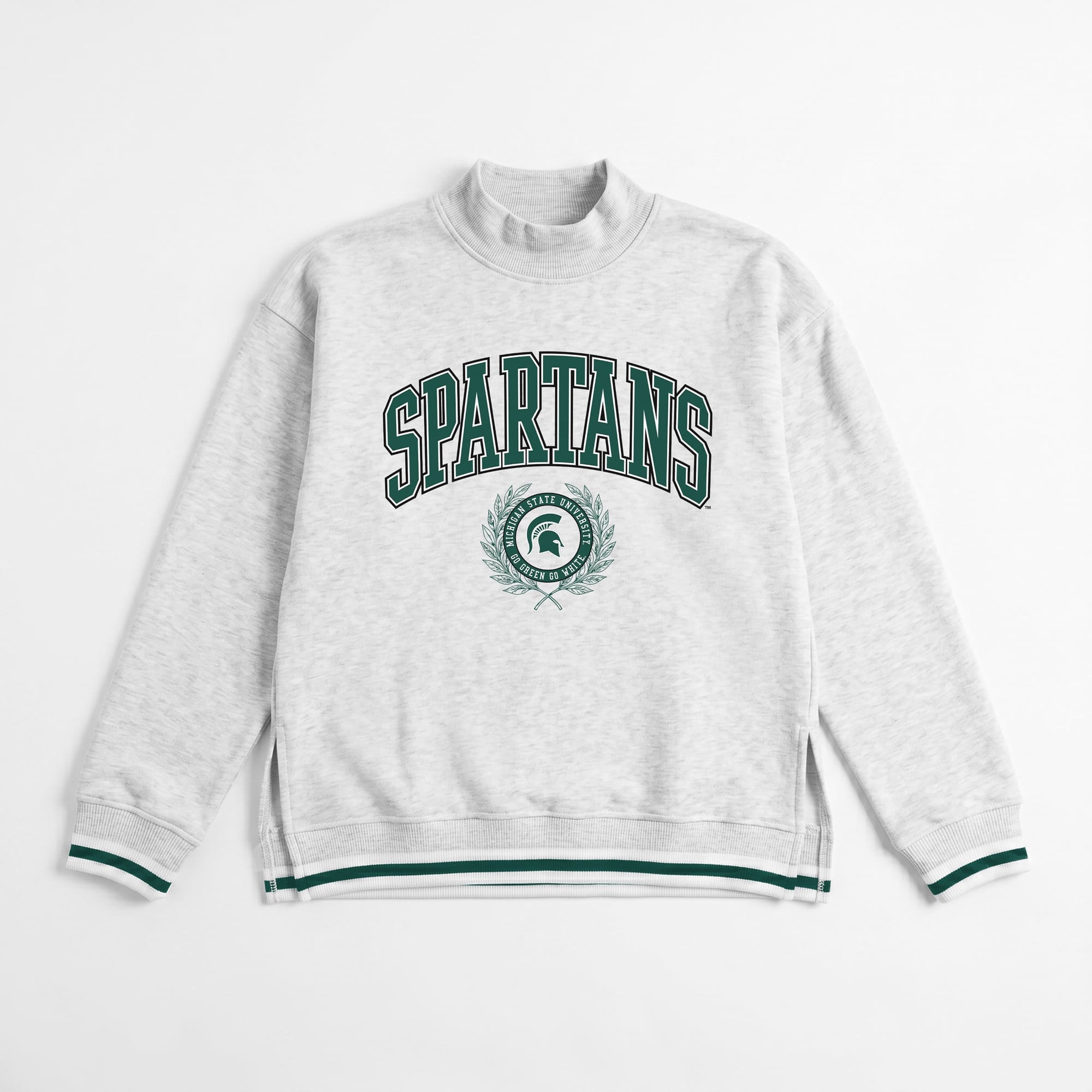 Women's Gameday Couture Gray Michigan State Spartans Rally Point Contrast Stripe Mock Neck Sweatshirt