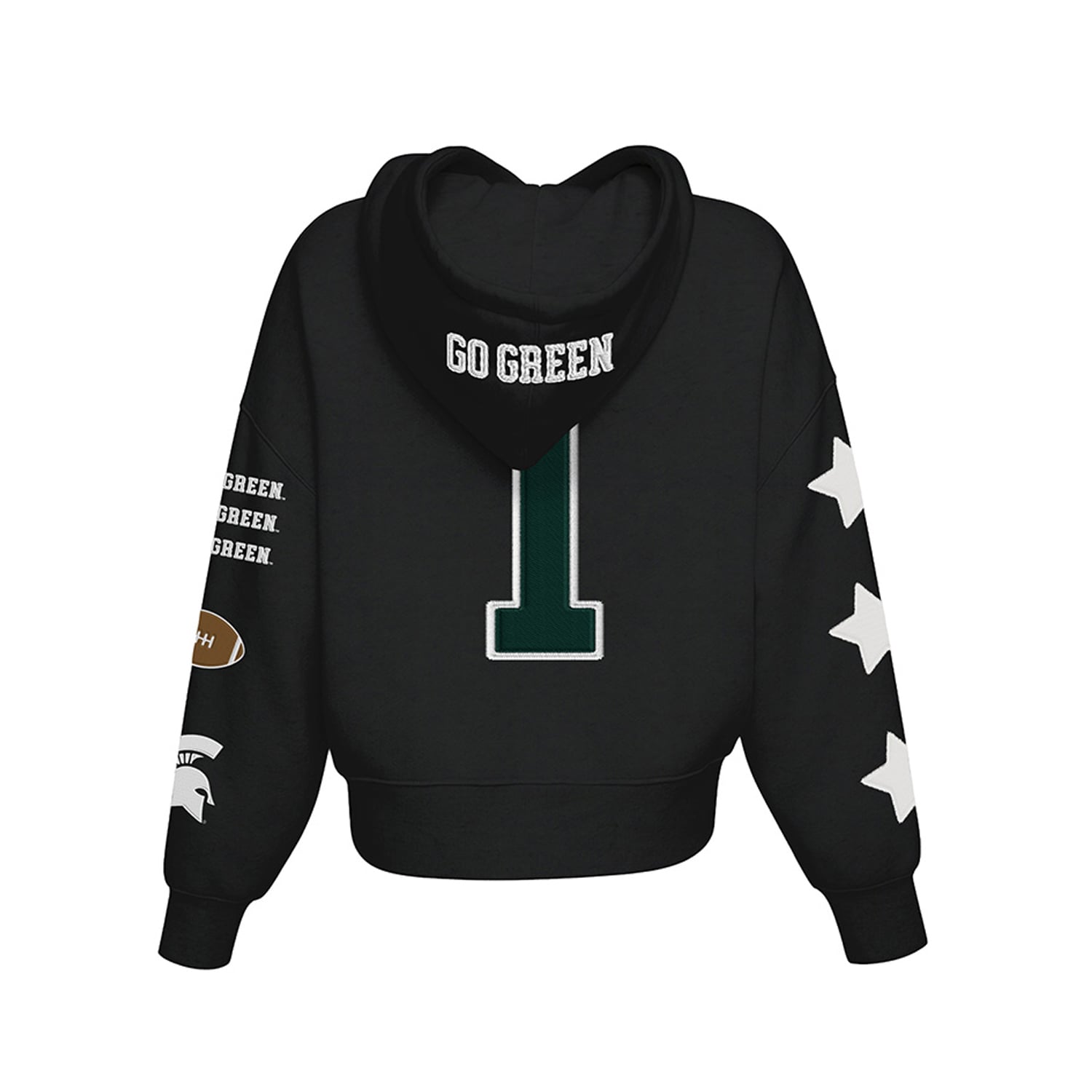 Sweat à capuche court Hype and Vice pour femmes, noir, Michigan State Spartans