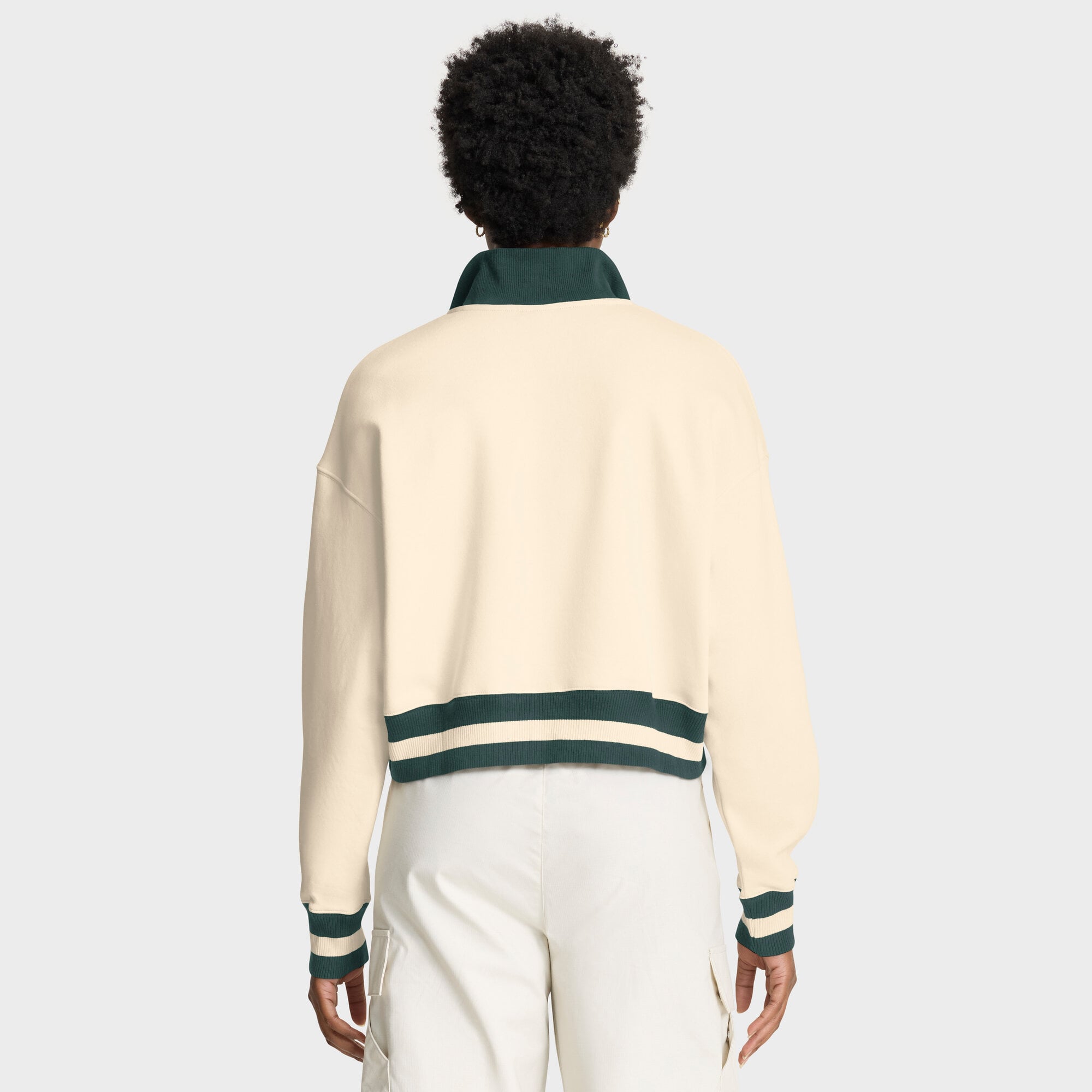 Women's Nike Cream Michigan State Spartans Oversized Legacy Cropped Half-Zip Sweatshirt