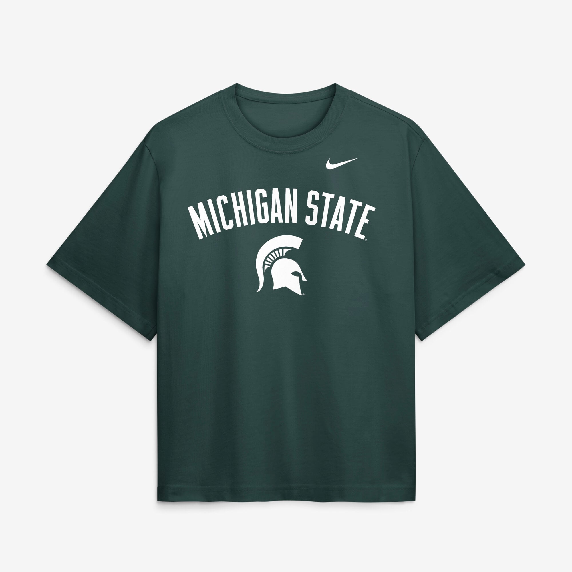T-shirt Nike vert pour femme avec logo en forme d'arche des Spartans de l'Université d'État du Michigan