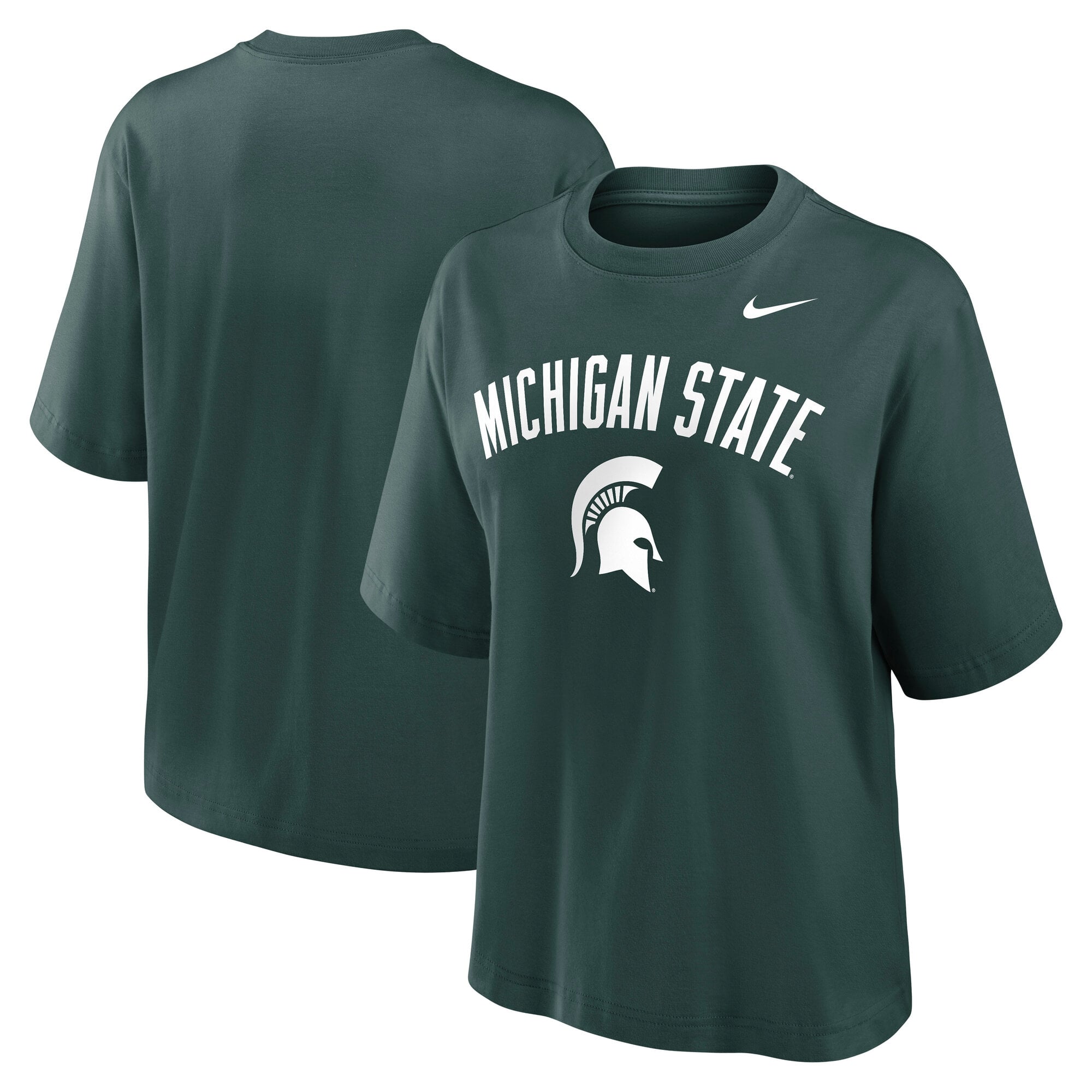 T-shirt Nike vert pour femme avec logo en forme d'arche des Spartans de l'Université d'État du Michigan