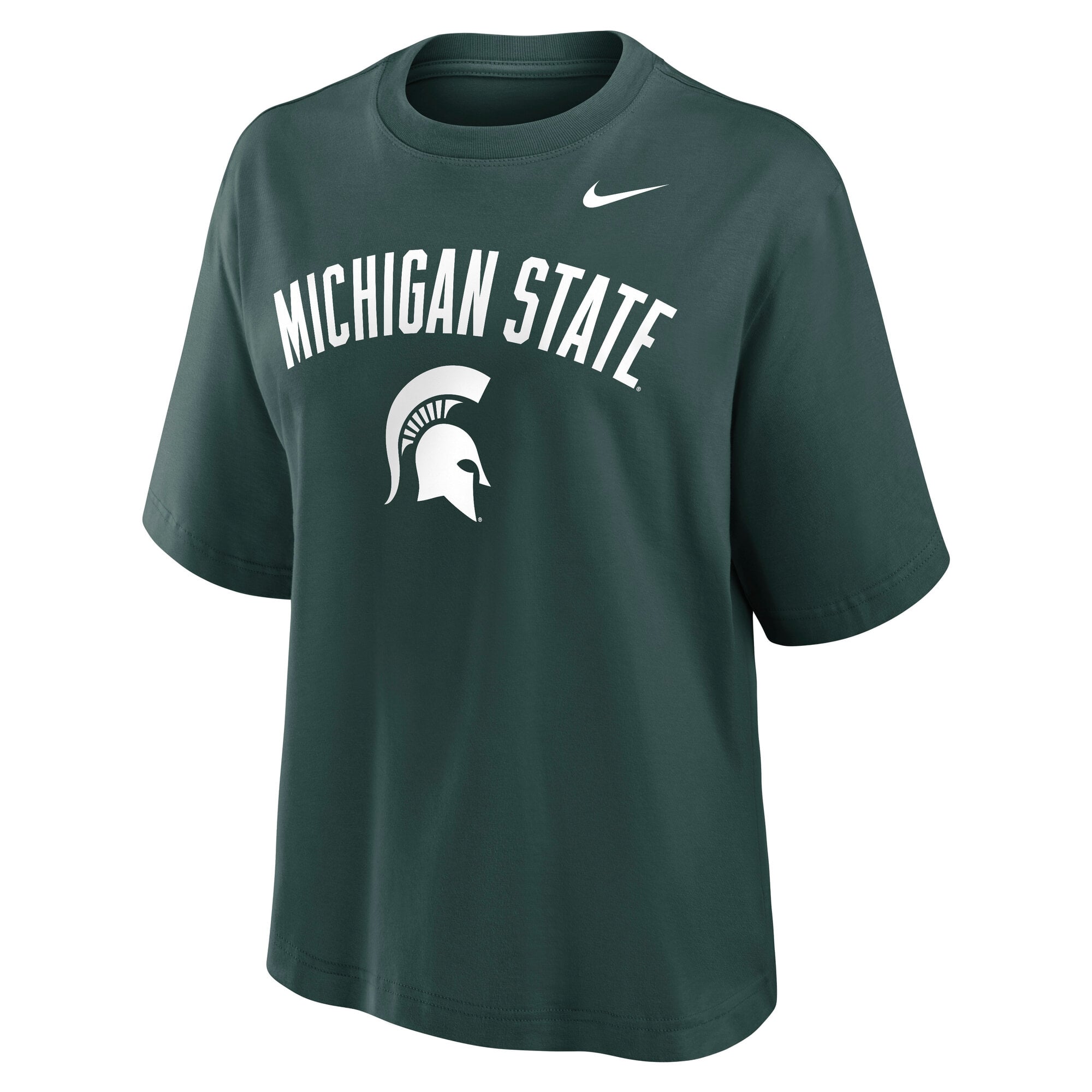 T-shirt Nike vert pour femme avec logo en forme d'arche des Spartans de l'Université d'État du Michigan
