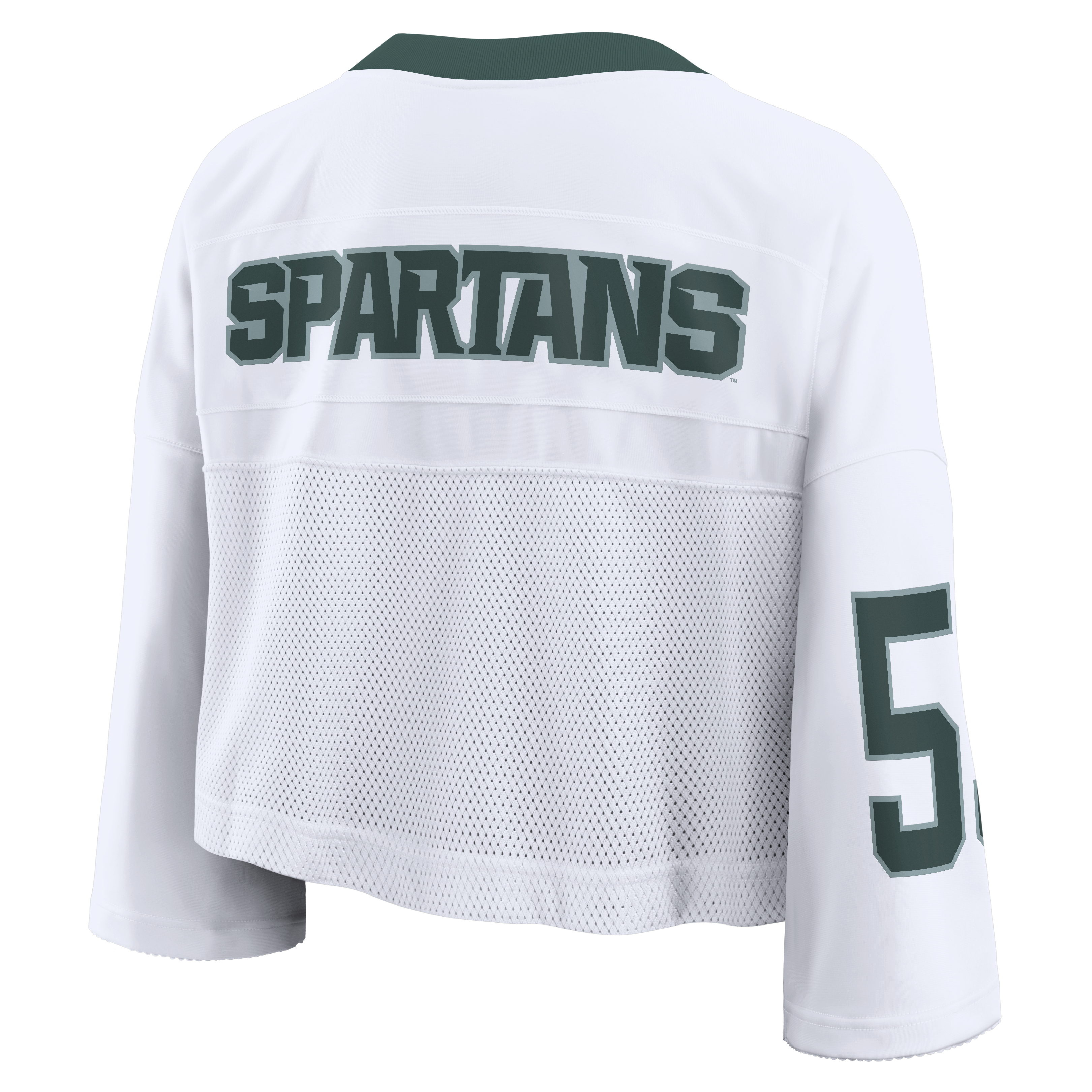 Women's Nike White Michigan State Spartans Oversized Logo Cropped Fashion Jersey