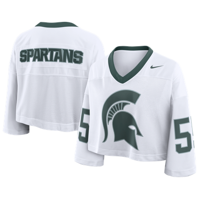 Michigan State Spartans Nike Women's Oversized Logo Cropped Fashion Jersey - White
