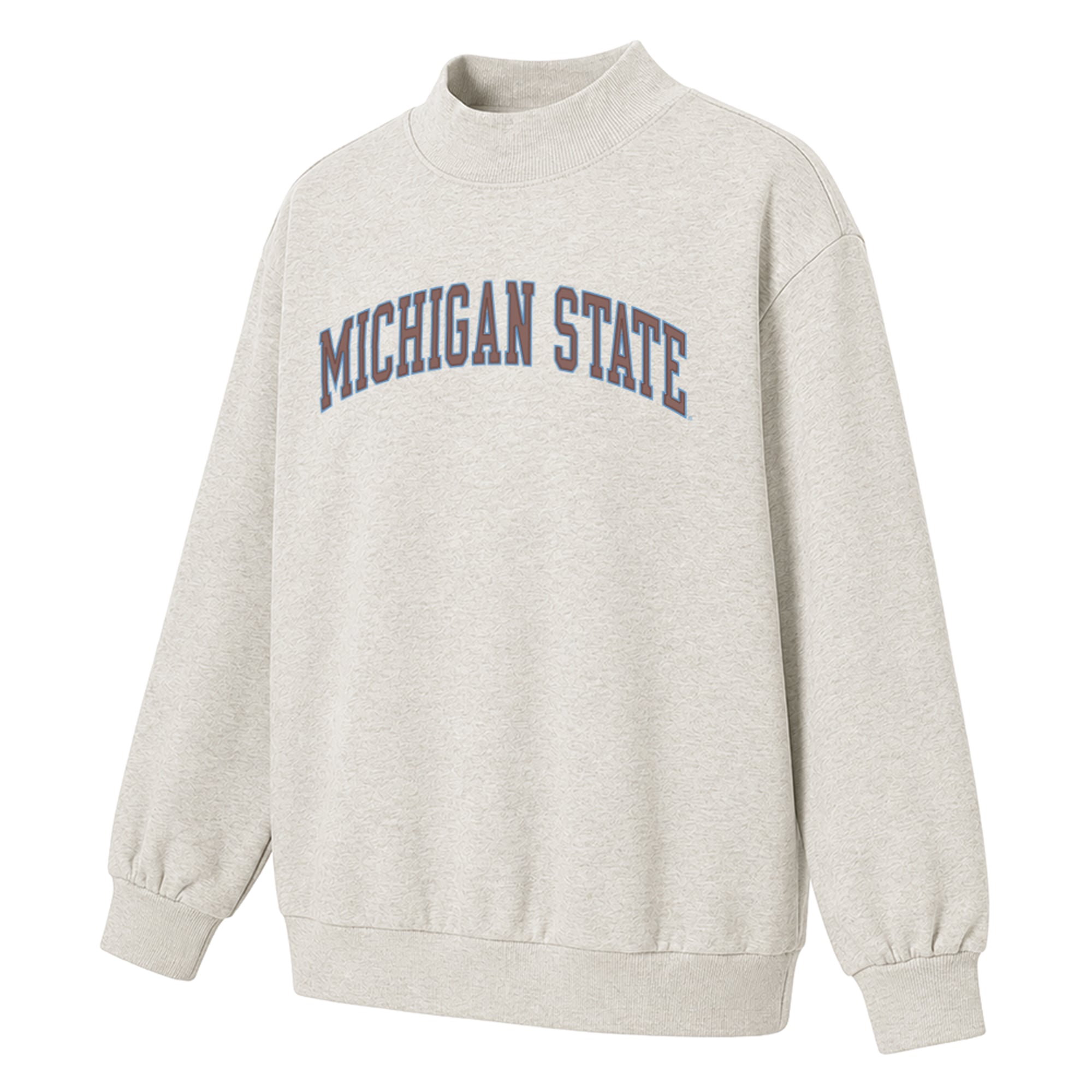 Women's  Oatmeal Michigan State Spartans Monroe Mock Neck Sweatshirt
