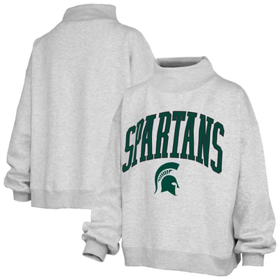 Michigan State Spartans Pressbox Women's Nelson Texture Lingo Mock Neck Fleece Sweatshirt - Gray