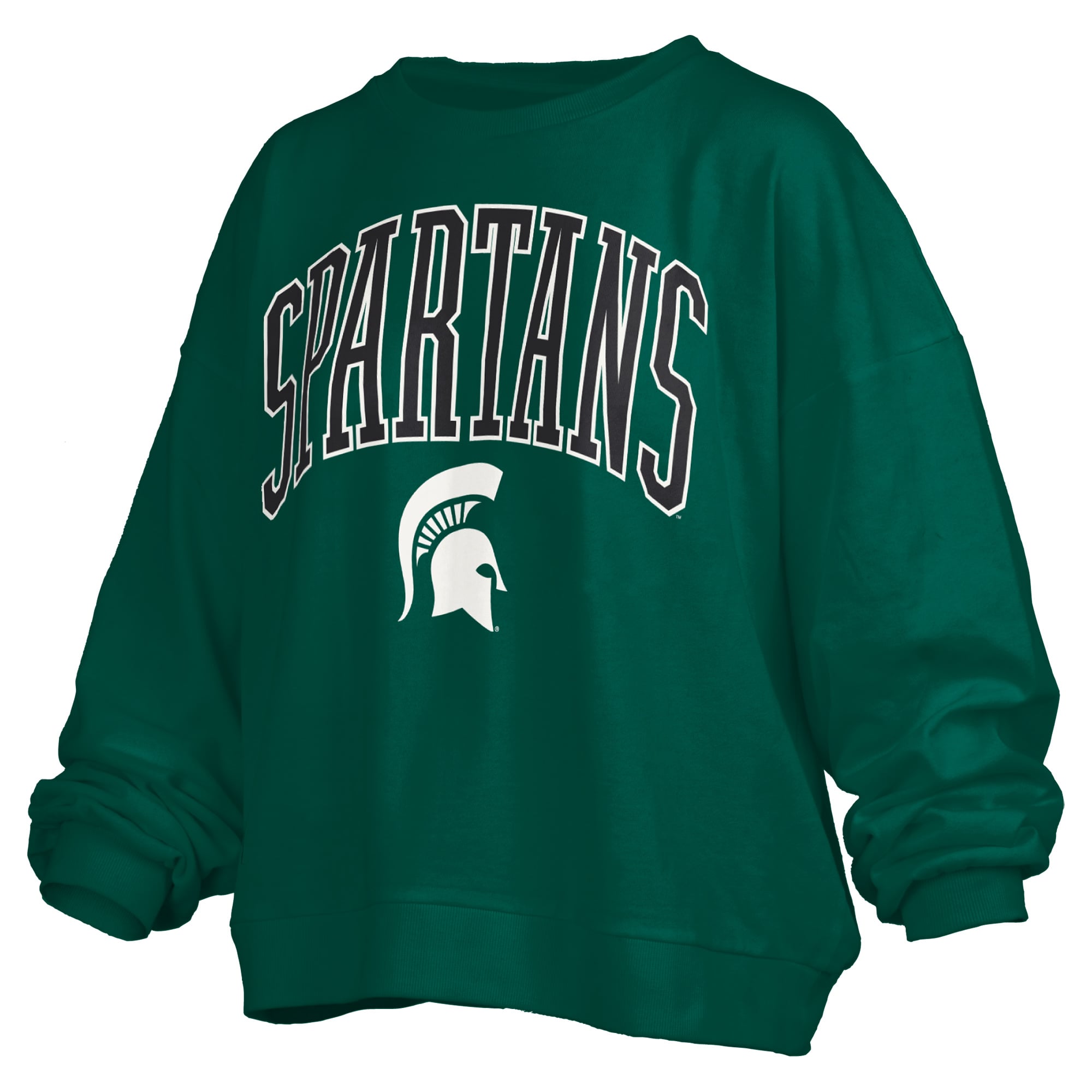 Sweat-shirt polaire surdimensionné pour femme Pressbox Green Michigan State Spartans Janise Arch Over Logo