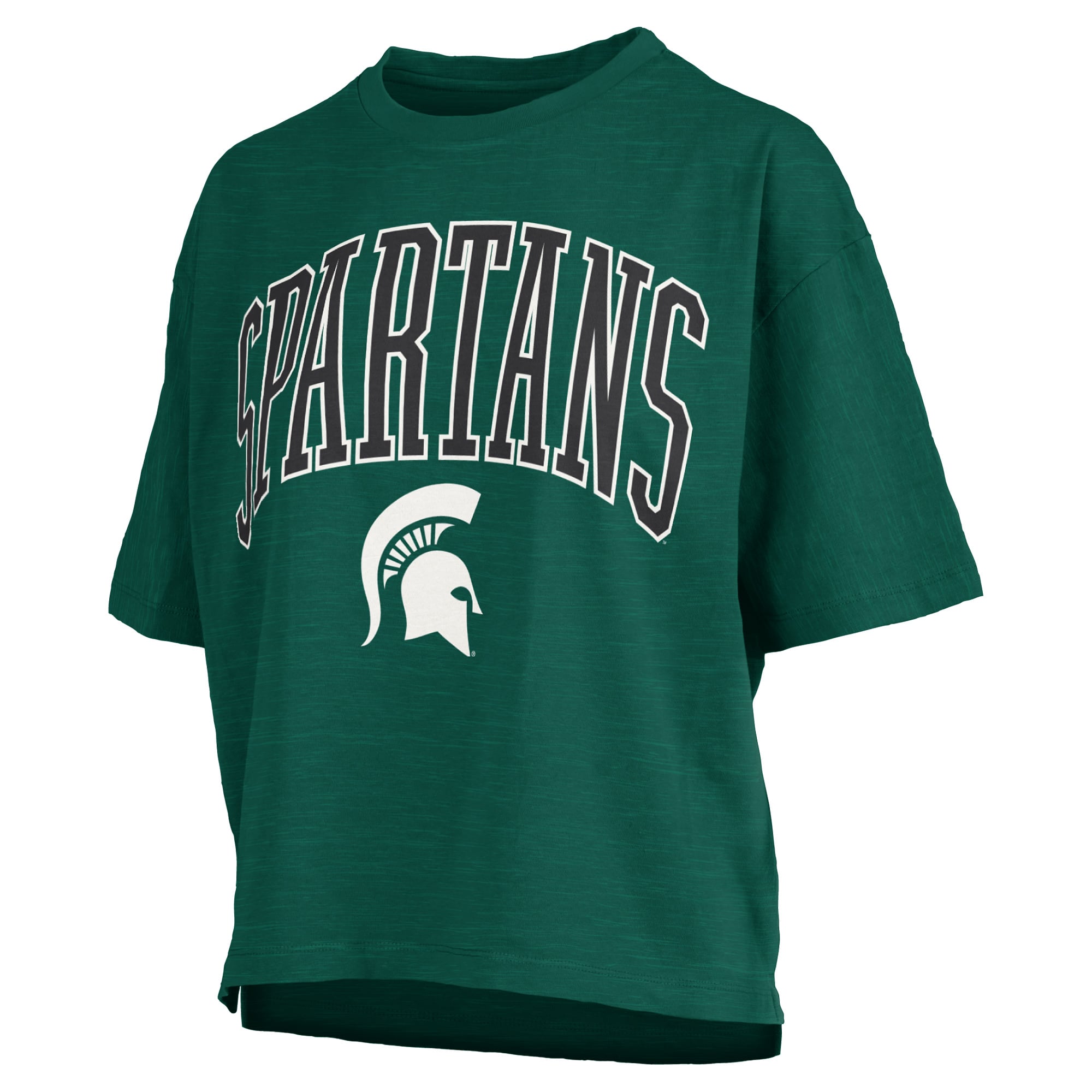 T-shirt oversize Pressbox Green Michigan State Spartans Nelson Arch Over Logo Slub pour femmes