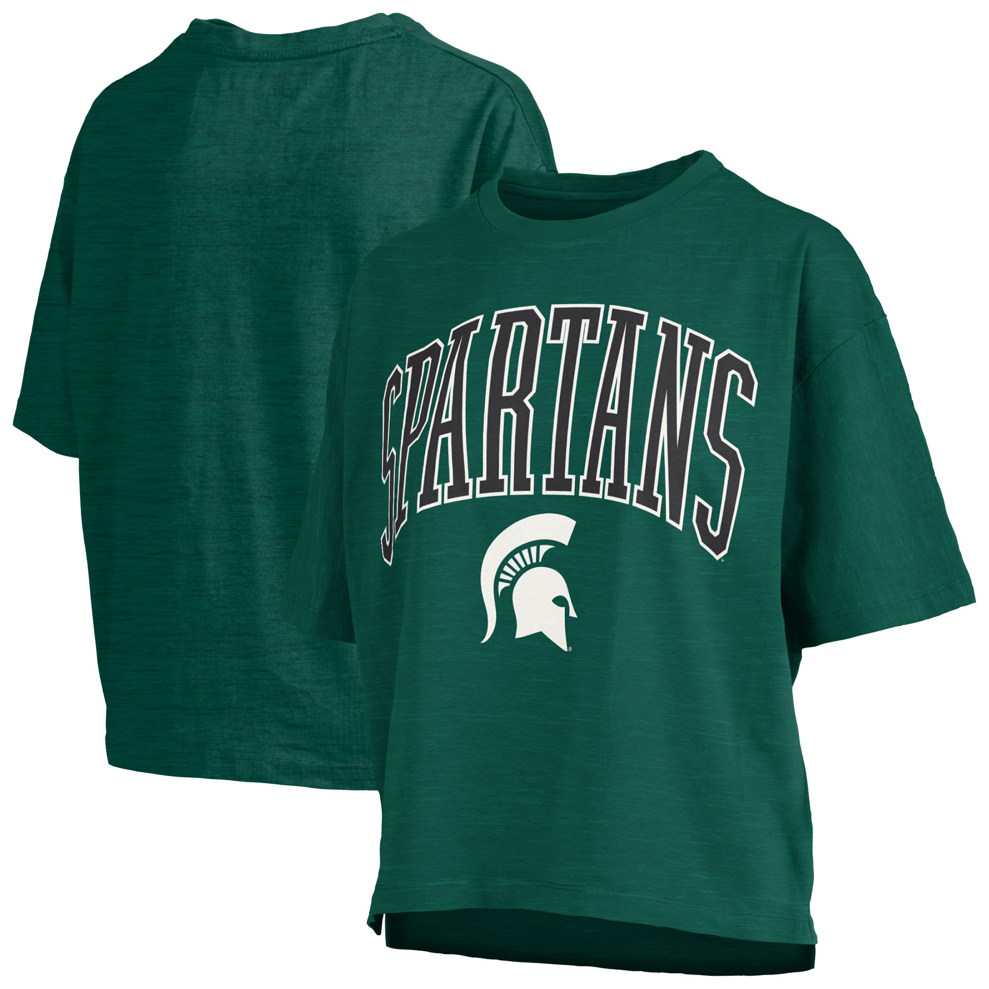 T-shirt oversize Pressbox Green Michigan State Spartans Nelson Arch Over Logo Slub pour femmes