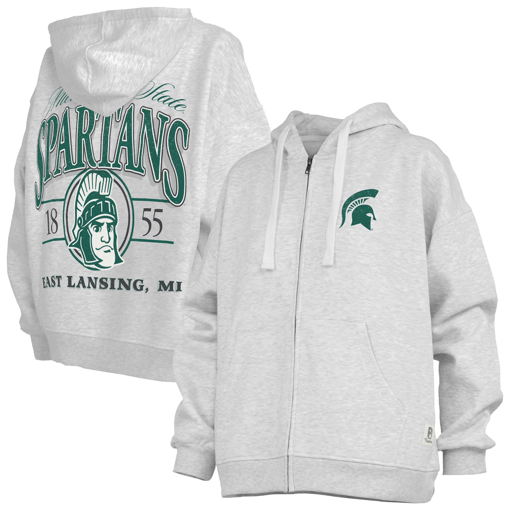 Sweat à capuche zippé Janise des Michigan State Spartans, gris chiné, pour femmes (Pressbox).