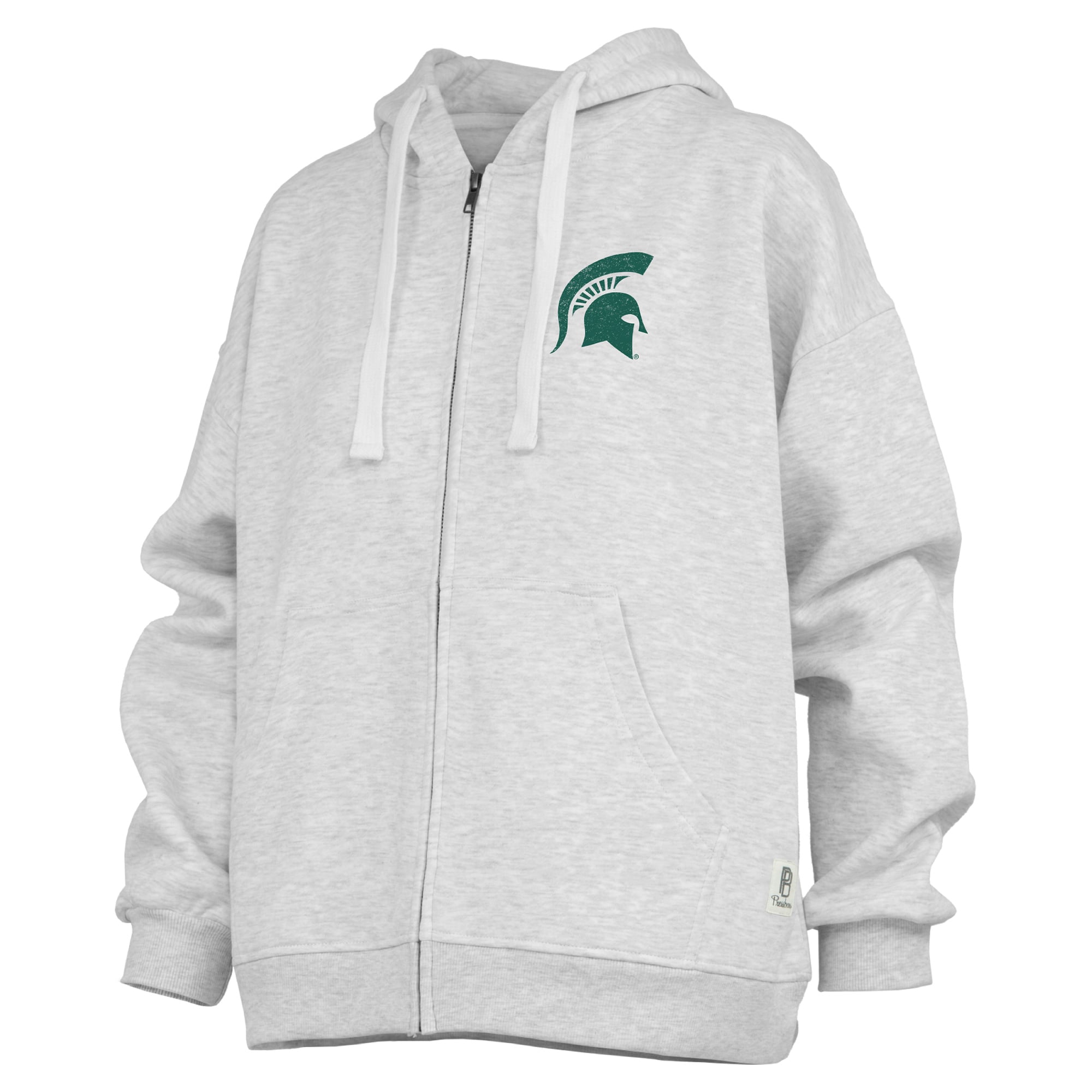 Sweat à capuche zippé Janise des Michigan State Spartans, gris chiné, pour femmes (Pressbox).