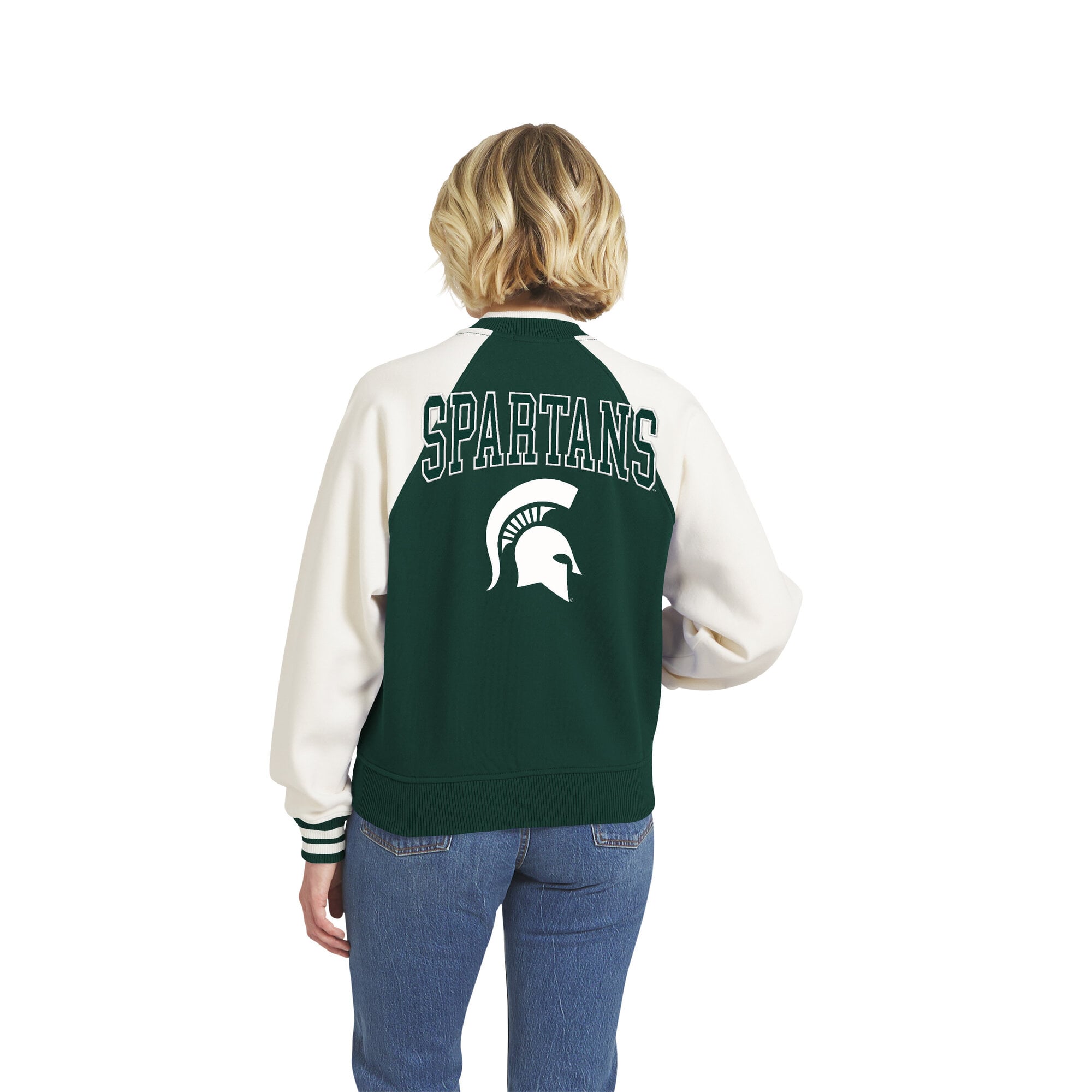 Veste raglan zippée pour femme WEAR by Erin Andrews Green Michigan State Spartans