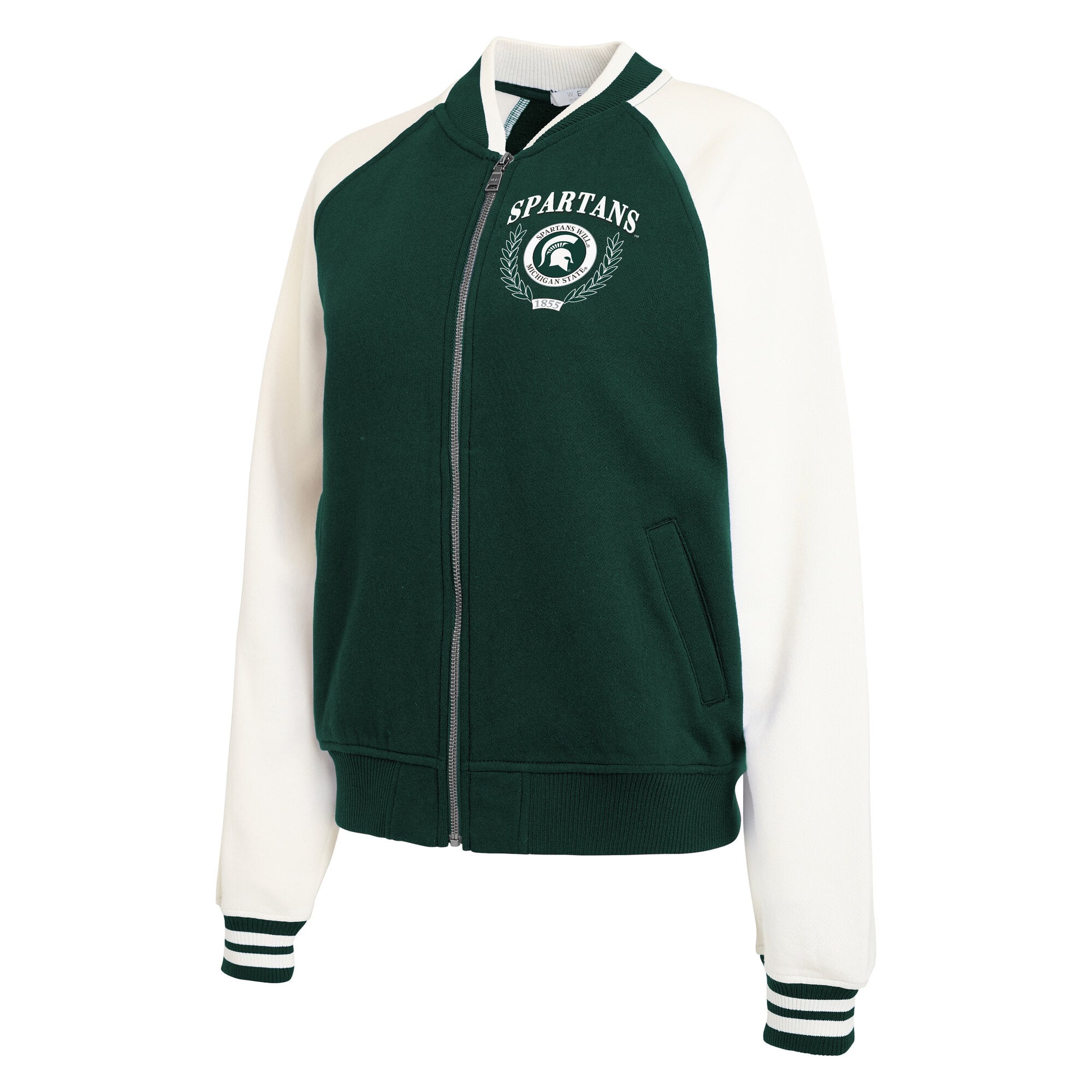 Veste raglan zippée pour femme WEAR by Erin Andrews Green Michigan State Spartans